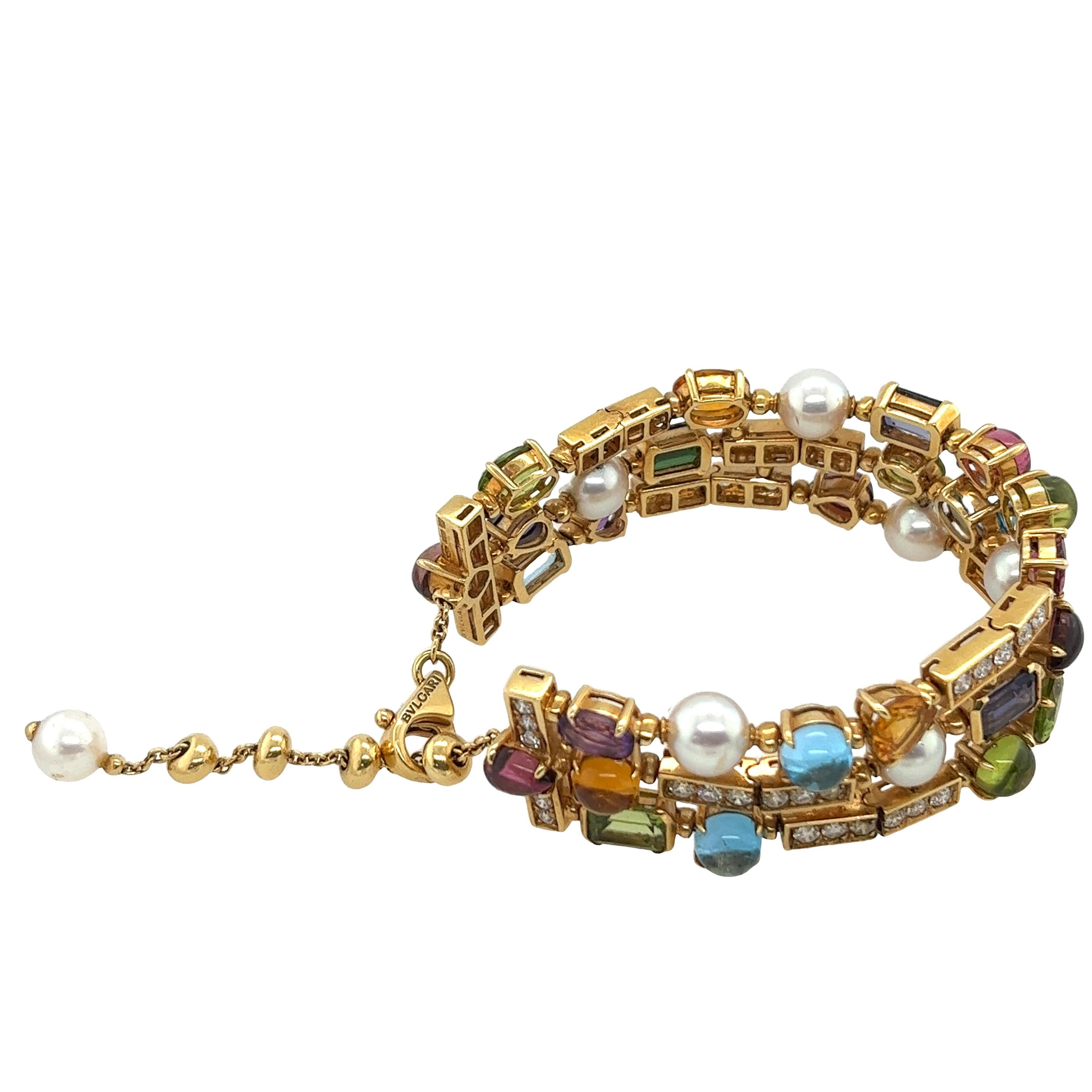 Seltenes Bvlgari Edelsteinarmband 'Allegra' mit Edelsteinen (Rundschliff)