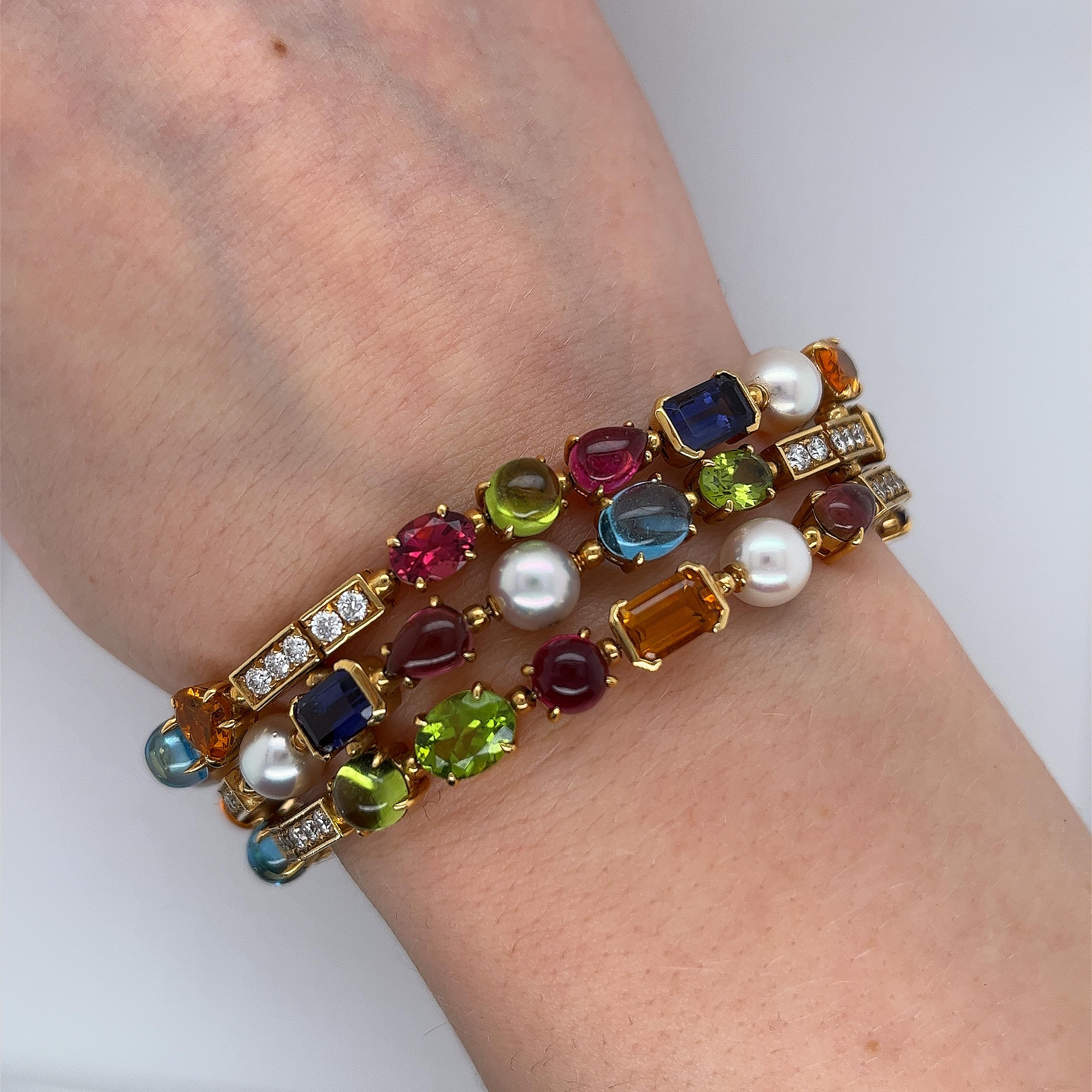 Seltenes Bvlgari Edelsteinarmband 'Allegra' mit Edelsteinen für Damen oder Herren