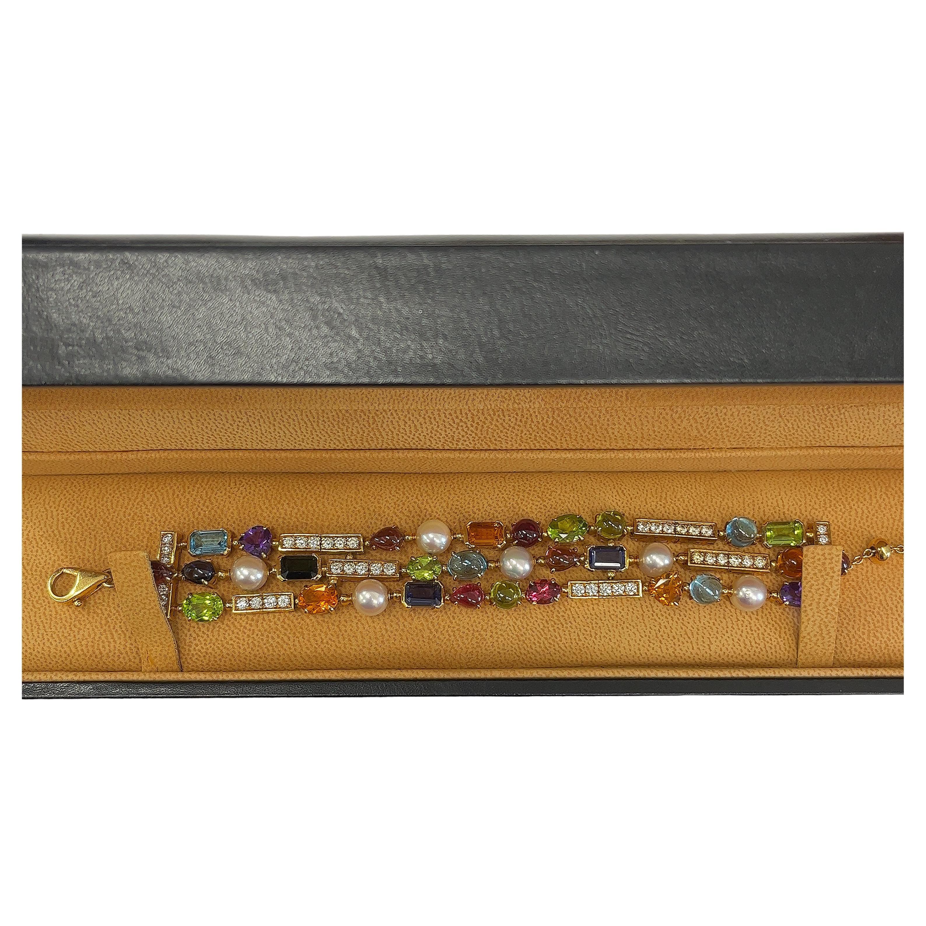 Rare Bvlgari Precious Gemstone Bracelet 'Allegra' For Sale