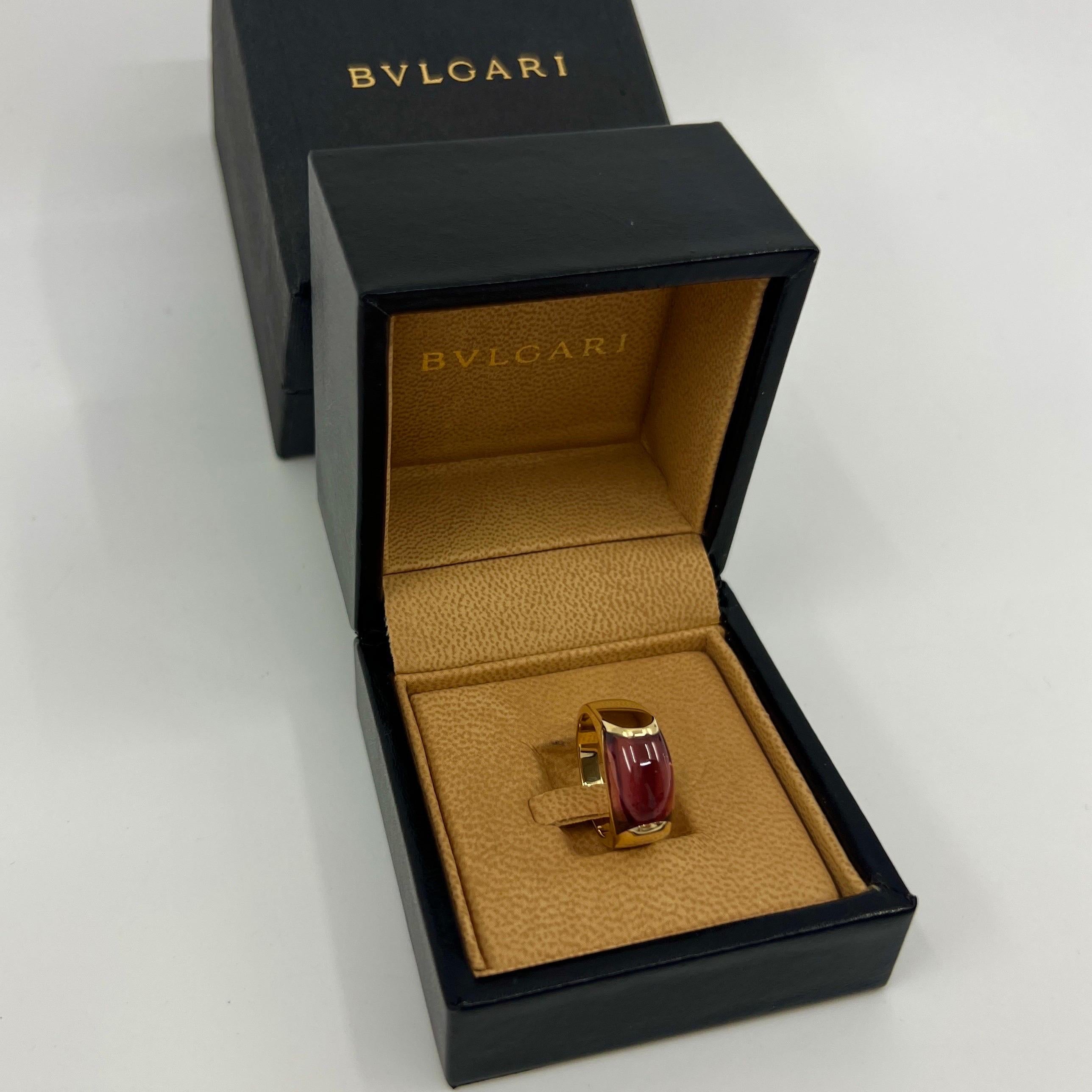 Rare Bvlgari Tronchetto 18k Yellow Gold Rubellite Pink Tourmaline Ring with Box 5