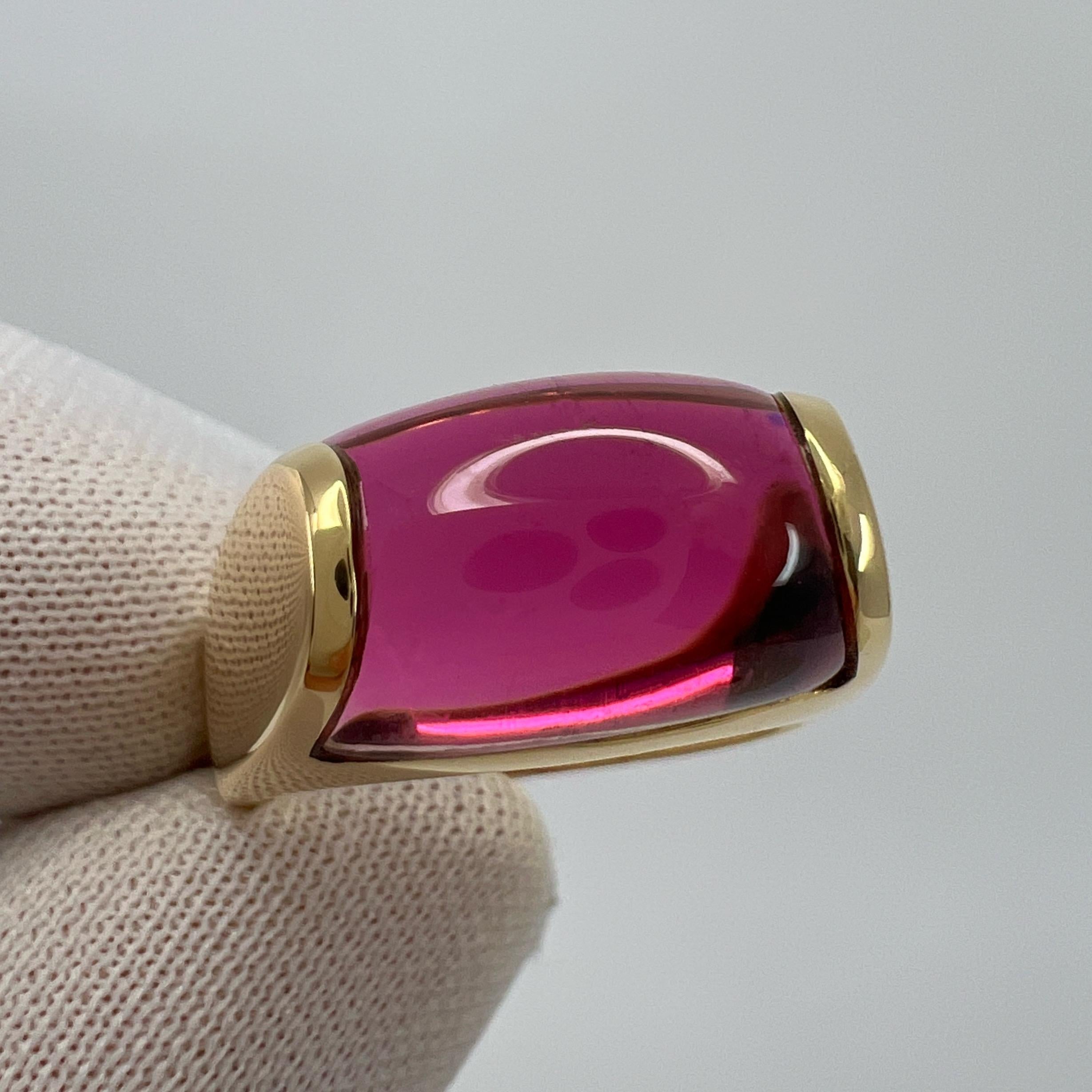 Bvlgari, bague Tronchetto en or jaune 18 carats, rubellite et tourmaline rose, rare avec boîte en vente 5