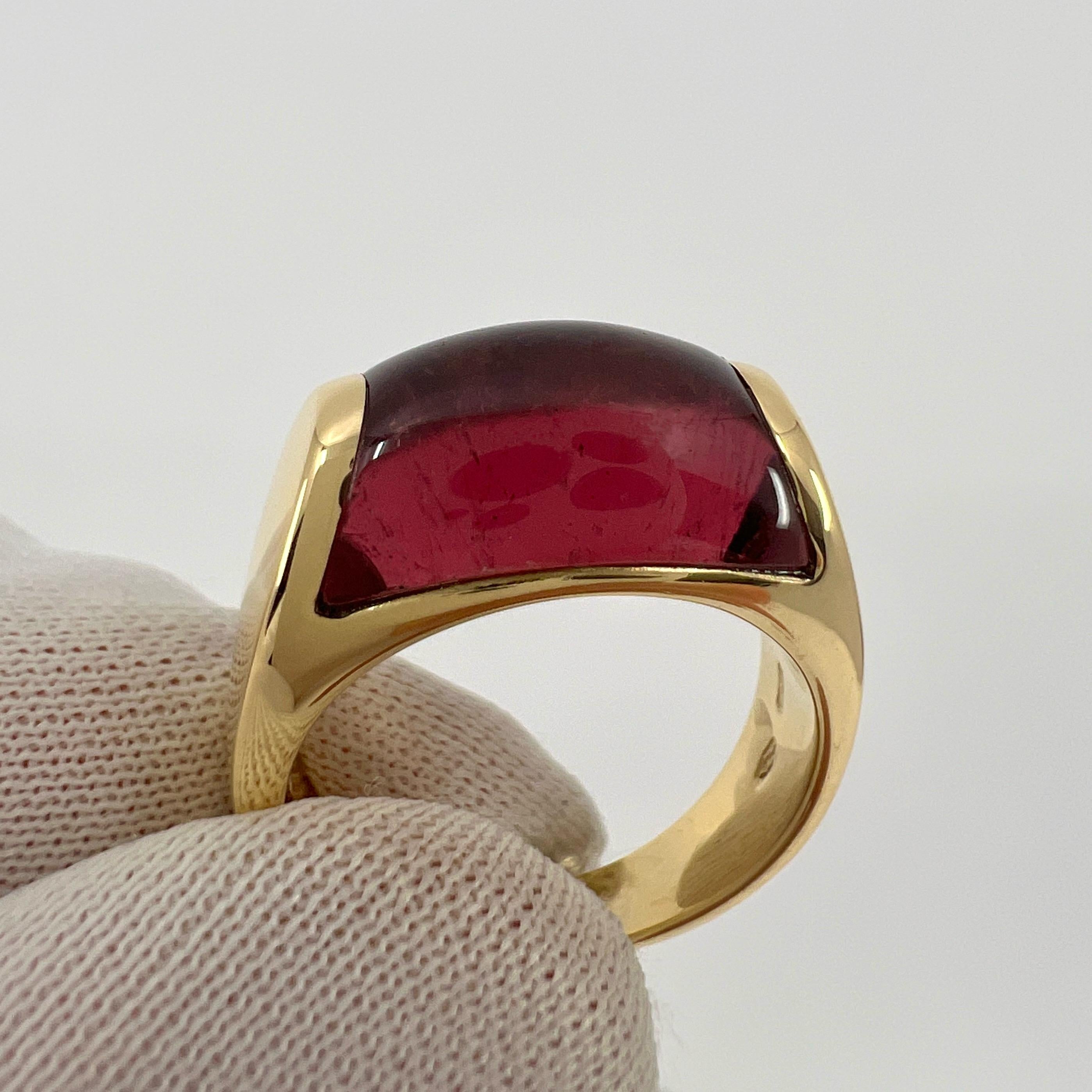 Rare Bvlgari Tronchetto 18k Yellow Gold Rubellite Pink Tourmaline Ring with Box 6