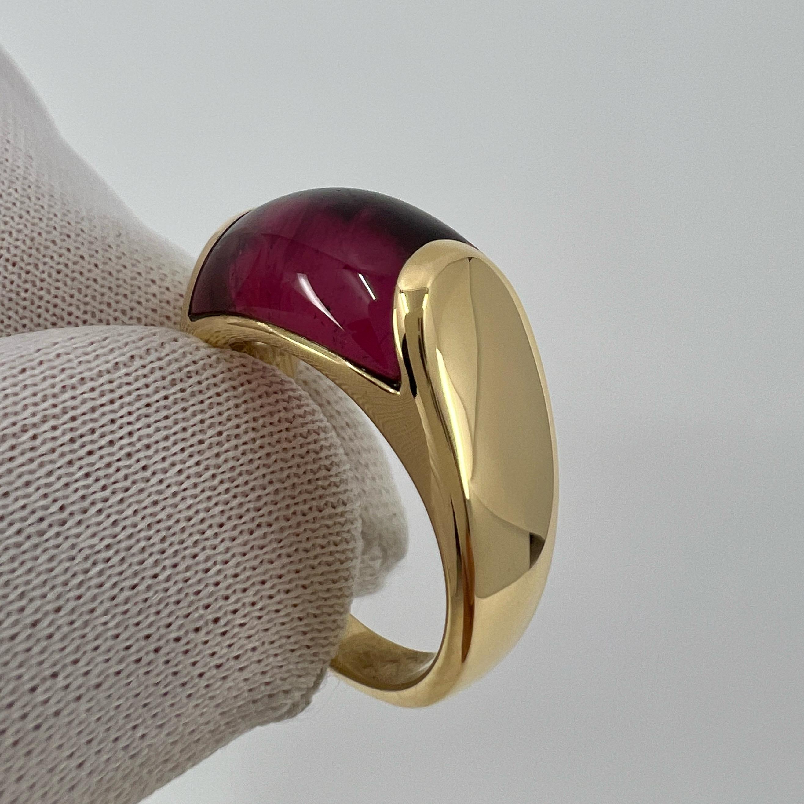 Women's or Men's Rare Bvlgari Tronchetto 18k Yellow Gold Rubellite Pink Tourmaline Ring with Box
