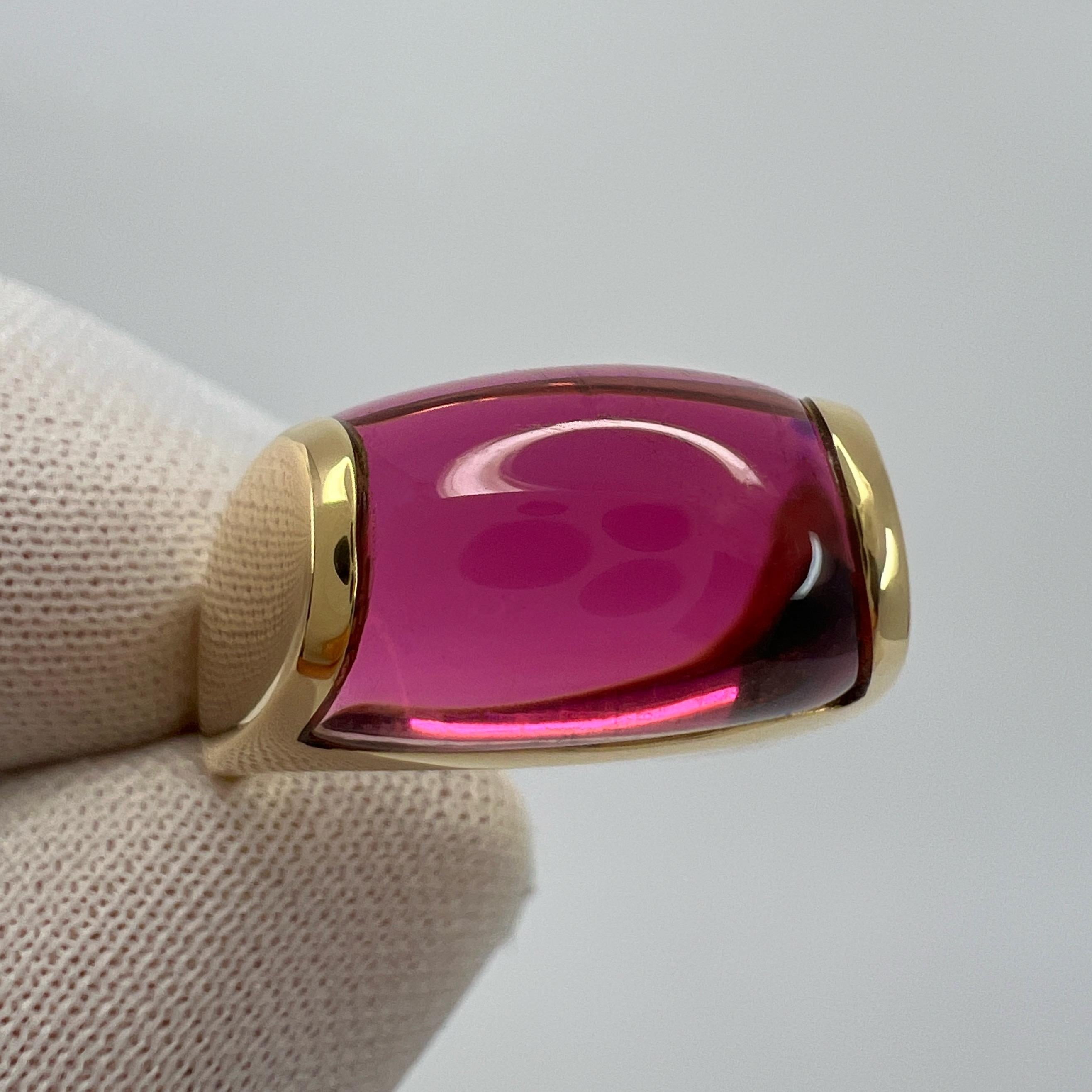 Rare Bvlgari  Tronchetto 18k Yellow Gold Rubellite Pink Tourmaline Ring with Box 1