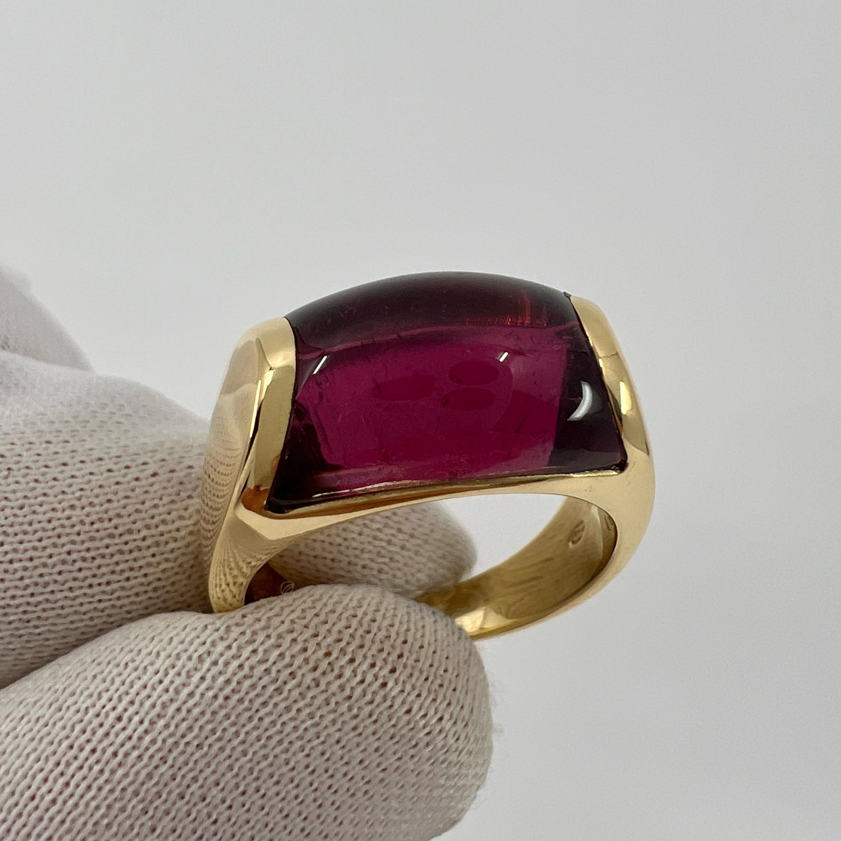 Rare Bvlgari Tronchetto 18k Yellow Gold Rubellite Pink Tourmaline Ring with Box 1