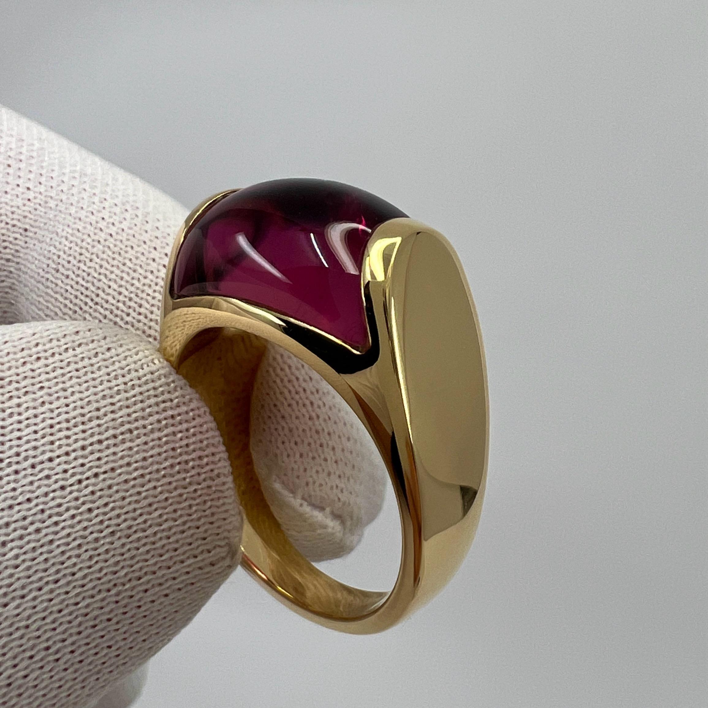 Rare Bvlgari Tronchetto 18k Yellow Gold Rubellite Pink Tourmaline Ring with Box 2