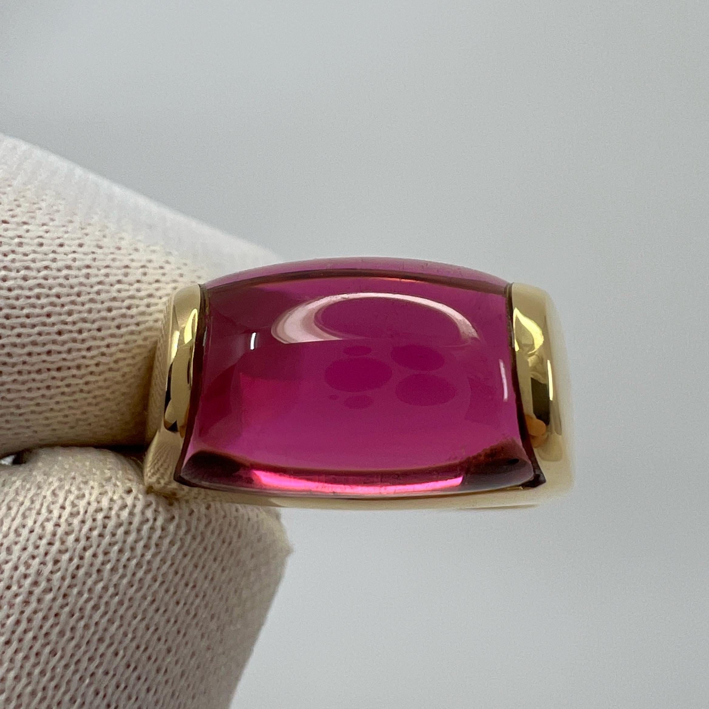 Rare Bvlgari  Tronchetto 18k Yellow Gold Rubellite Pink Tourmaline Ring with Box 3
