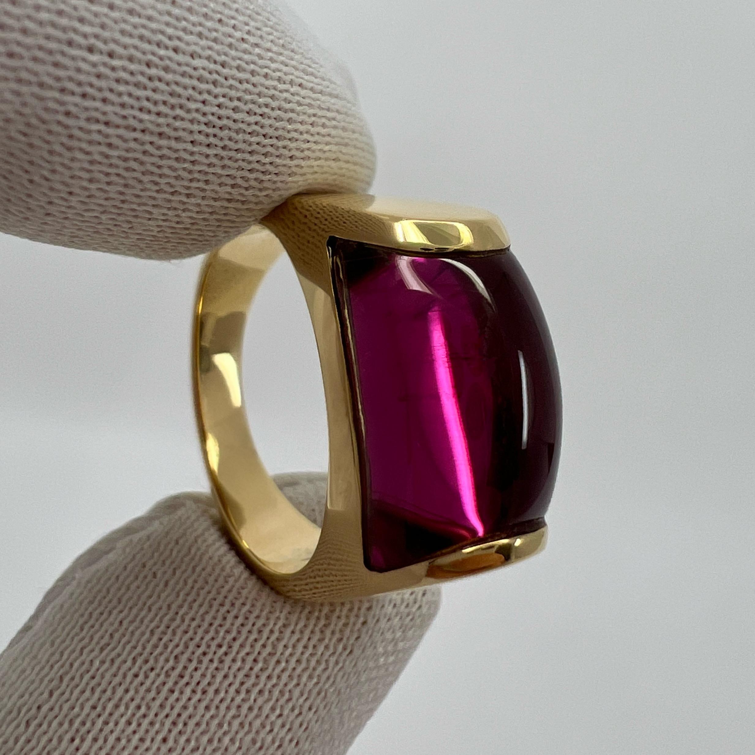 Rare Bvlgari  Tronchetto 18k Yellow Gold Rubellite Pink Tourmaline Ring with Box 4