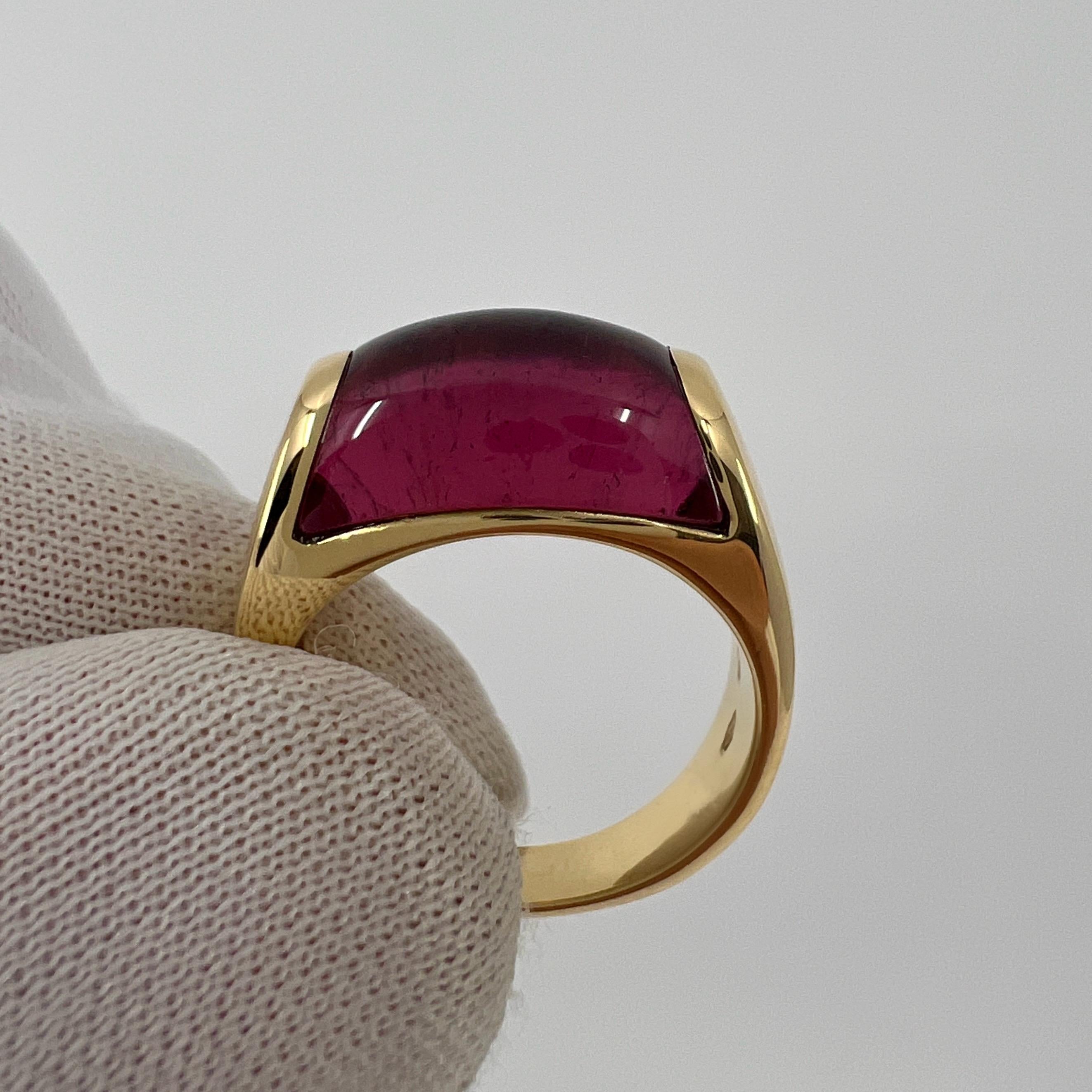 Rare Bvlgari Tronchetto 18k Yellow Gold Rubellite Pink Tourmaline Ring with Box 4