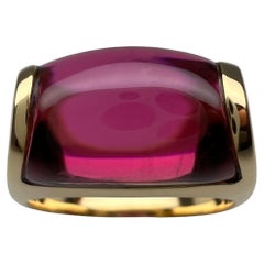 Rare Bvlgari  Tronchetto 18k Yellow Gold Rubellite Pink Tourmaline Ring with Box