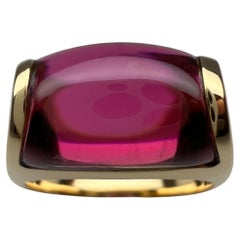Rare Bvlgari Tronchetto 18k Yellow Gold Rubellite Pink Tourmaline Ring with Box