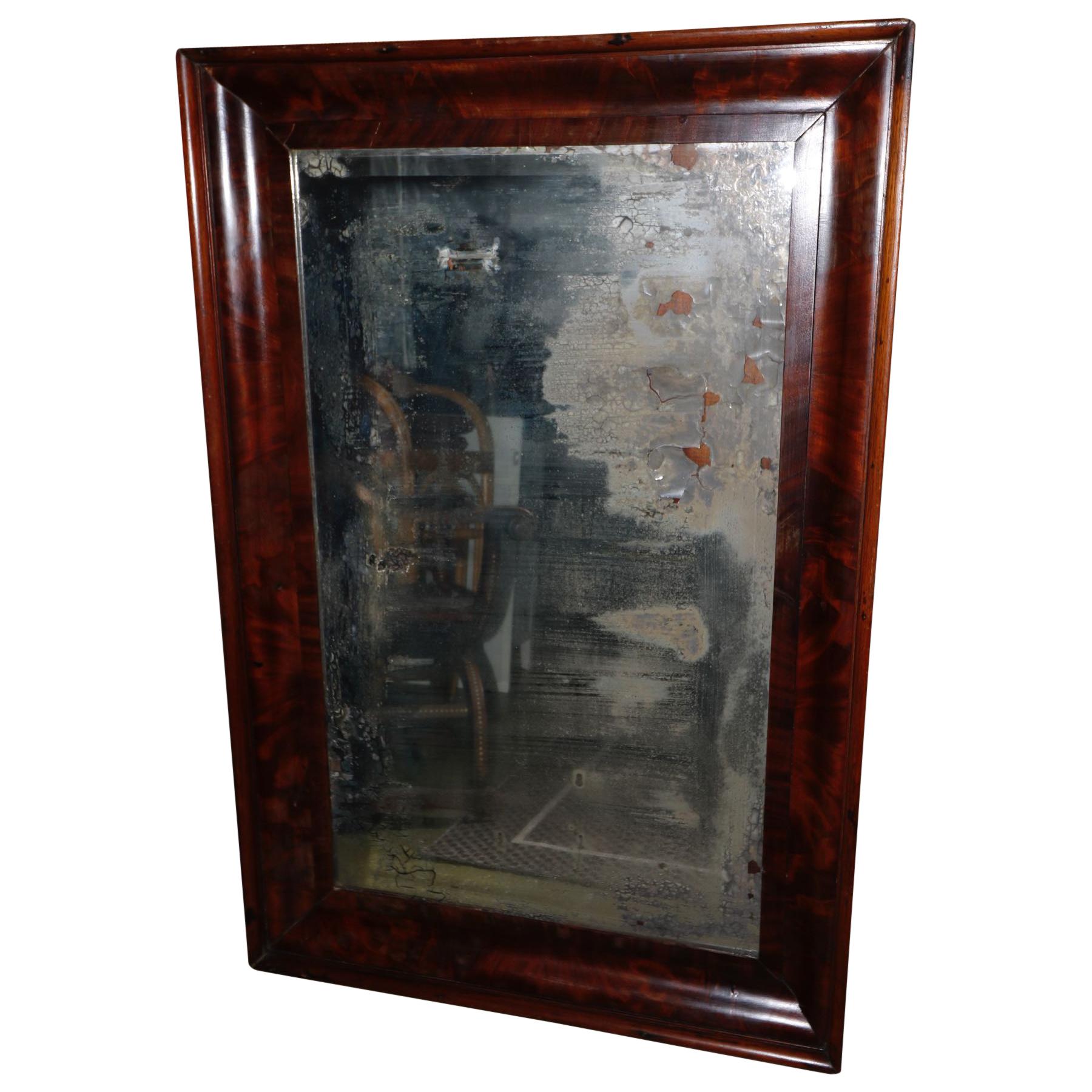 Rare circa 1888 Arts & Crafts Antique Mahogany Mirror Original Silvered Mirror For Sale