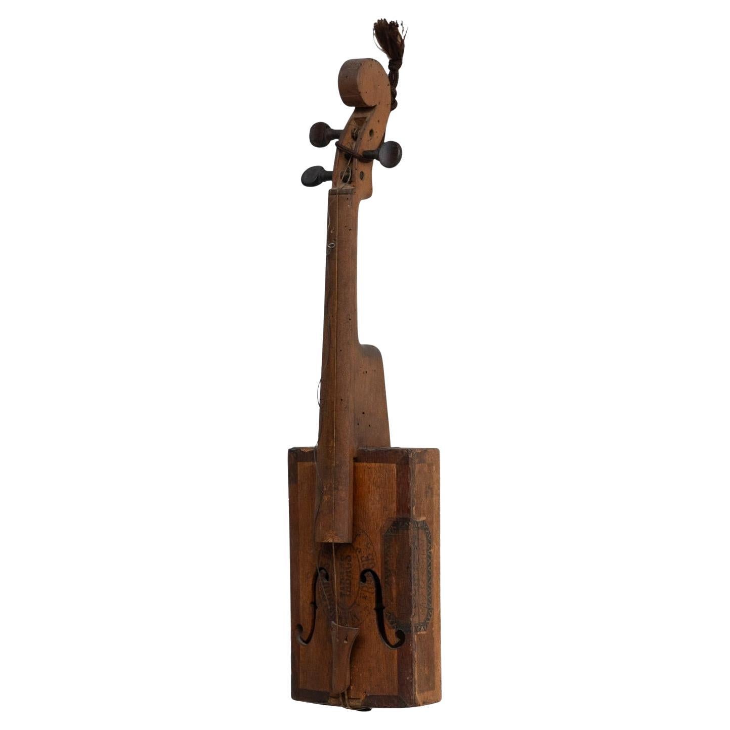 Rare c. 1900 French Cigar-Box Violin – Authentic Trench-Art Folk Instrument