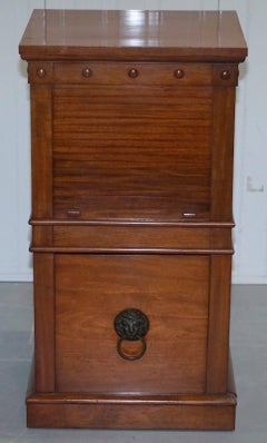 Rare C Hindley and Sons, 1766-1895 Satin Walnut Drinks Pedestal Cabinet Tambour