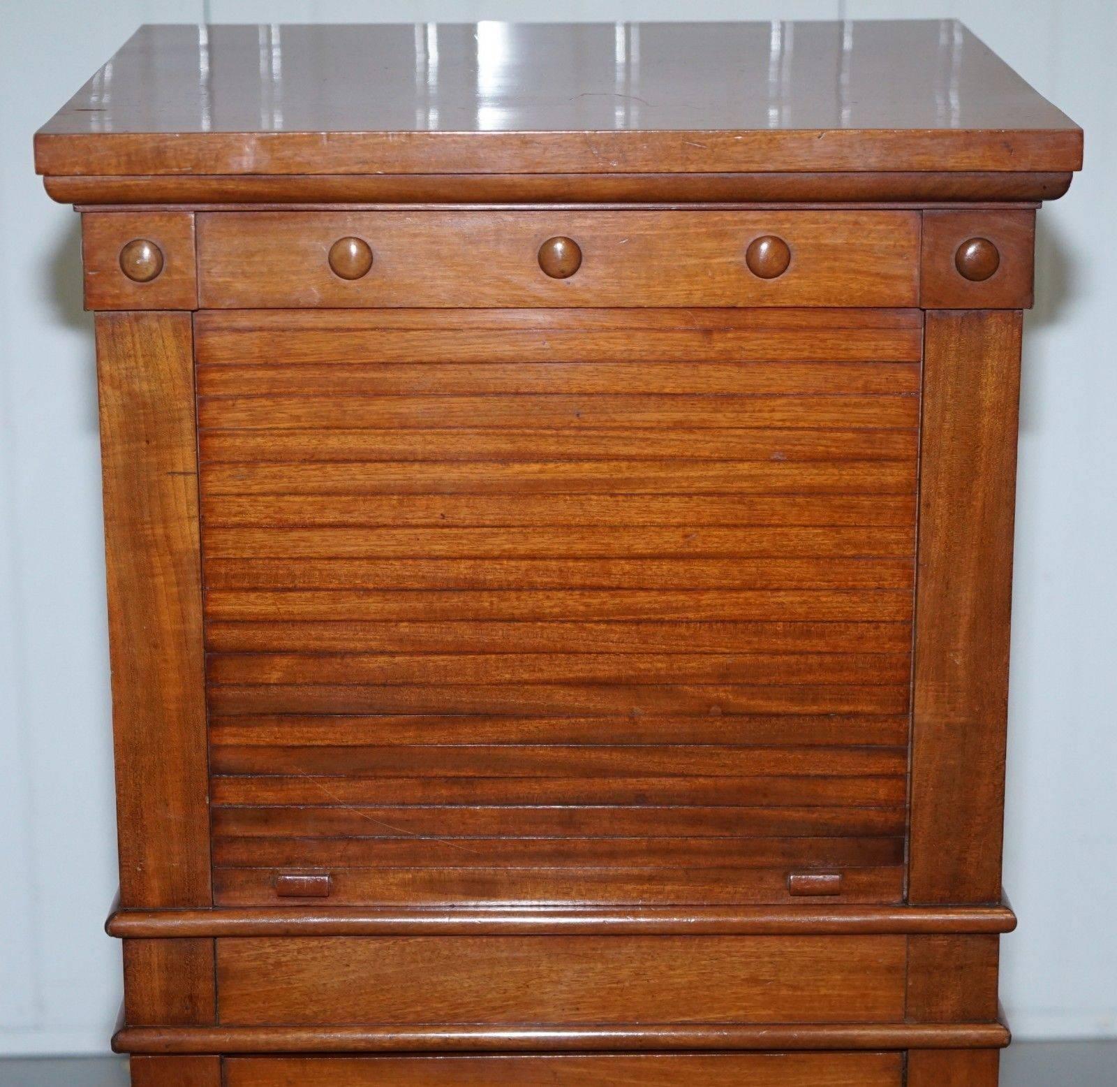 British Rare C Hindley and Sons, 1766-1895 Satin Walnut Drinks Pedestal Cabinet Tambour