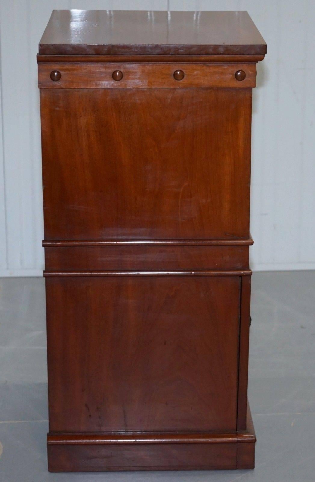 Rare C Hindley and Sons, 1766-1895 Satin Walnut Drinks Pedestal Cabinet Tambour 1