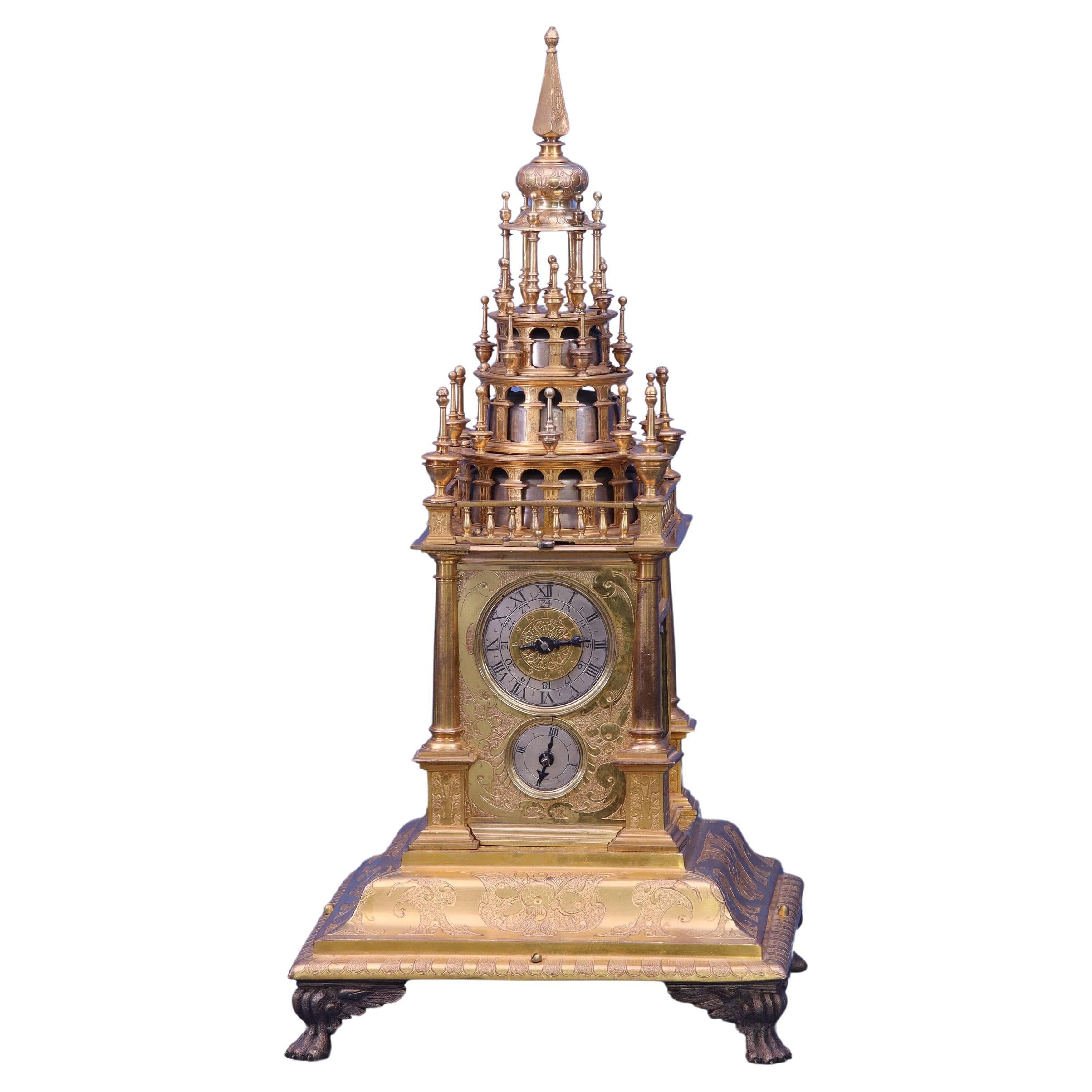 Rare c.1630 Augsburg Quarter-Striking Table Clock by Samuel Haug. For Sale