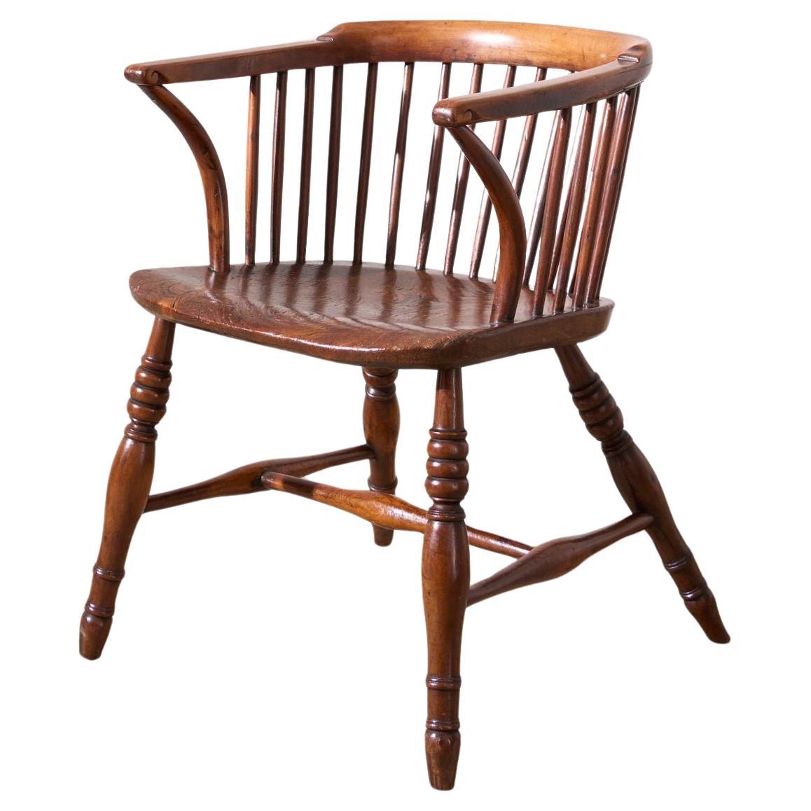 Rare c.1800 Ash & Elm low back Windsor chair
