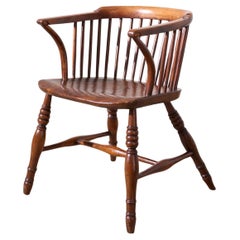 Antique Rare c.1800 Ash & Elm low back Windsor chair