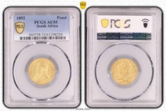 Rare c1892 South African 22K Gold Pond One Shaft PCGS-certified: Extra Fine AU55
