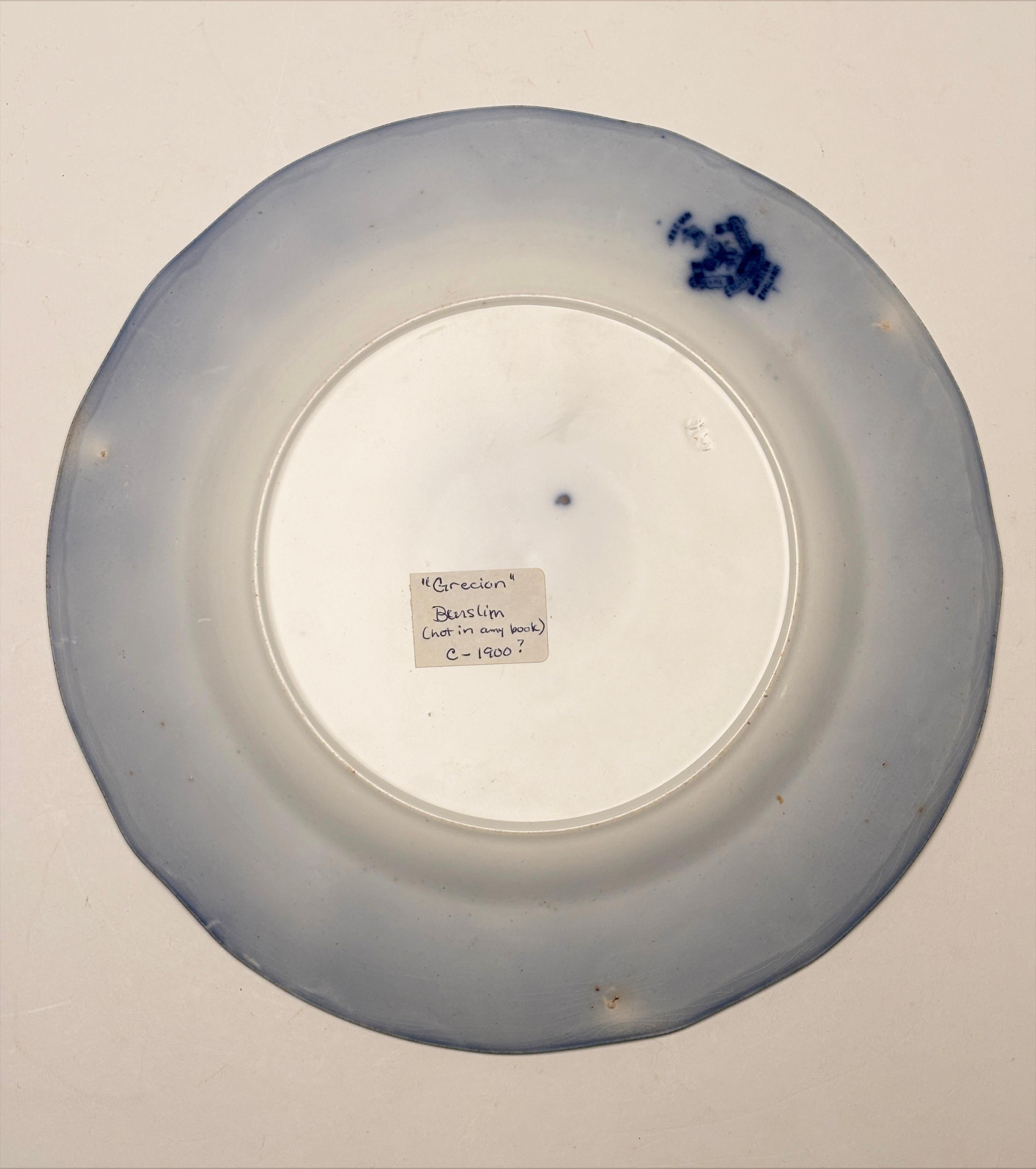 This rare Royal Staffordshire Pottery piece was part of the Aesthetic Movement, which started in England in the late 19th century. This plate has the historic Staffordshire markings using the, “Grecian” pattern with gilt highlights. Created by