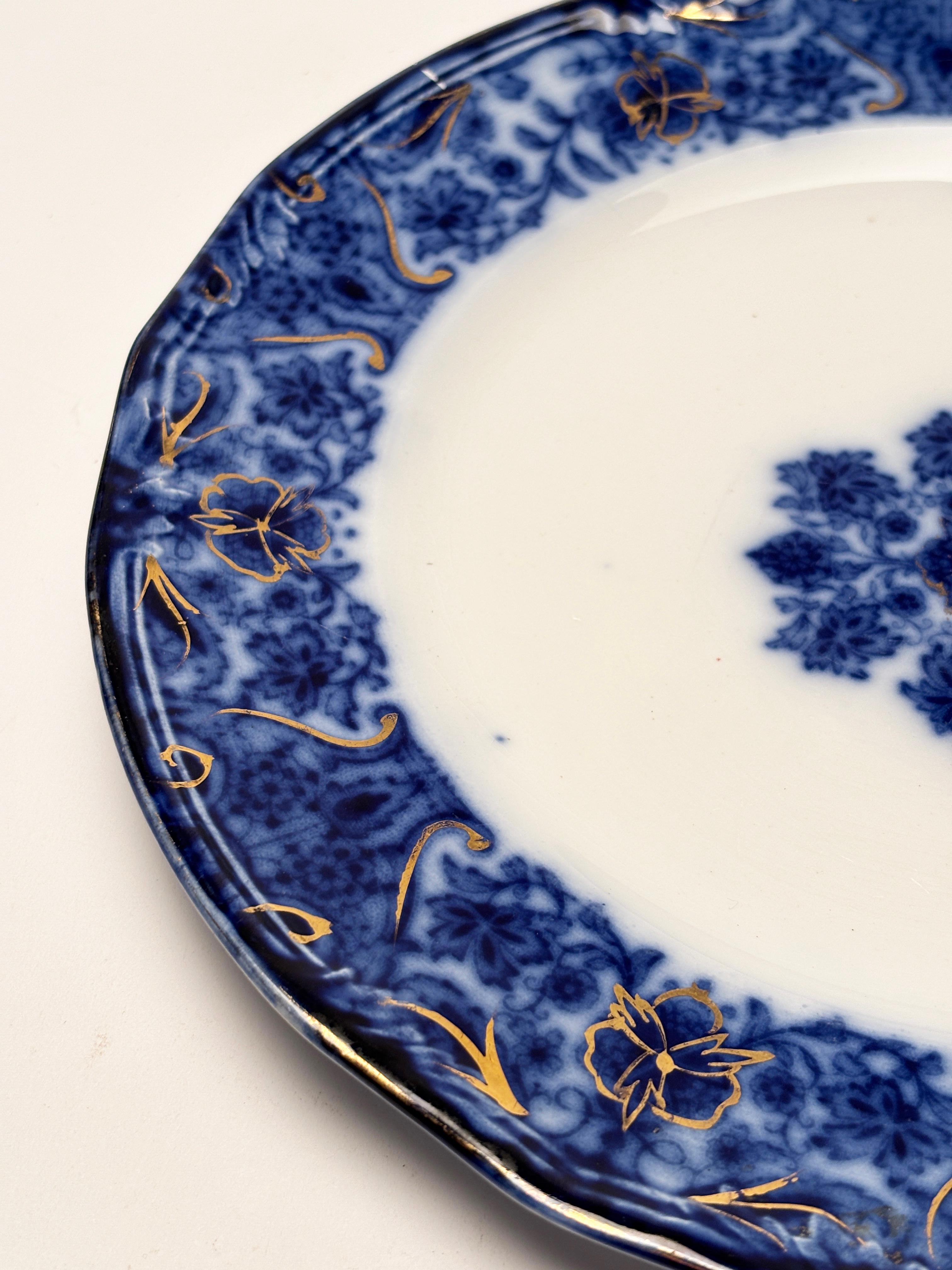 20th Century Rare c.1900 Grecian Pattern Historical Blue Royal Staffordshire Pottery Plate For Sale