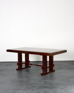 Rare C.1940s Charles Dudouyt Turned Walnut Dinning/Centre Table