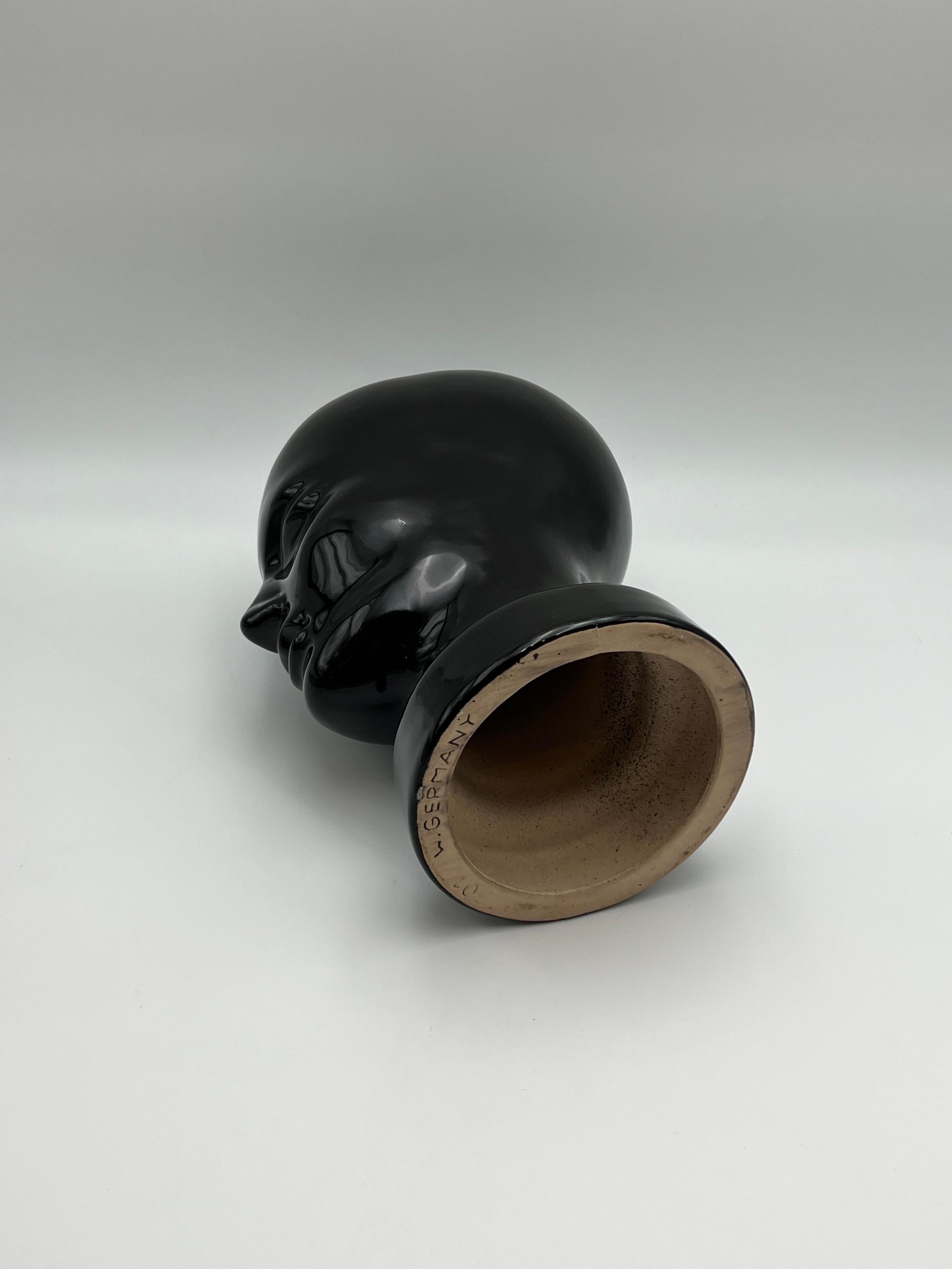 Rare c.1970s West Germany Ceramic Head Sculpture, Mid-century Modern Design For Sale 3