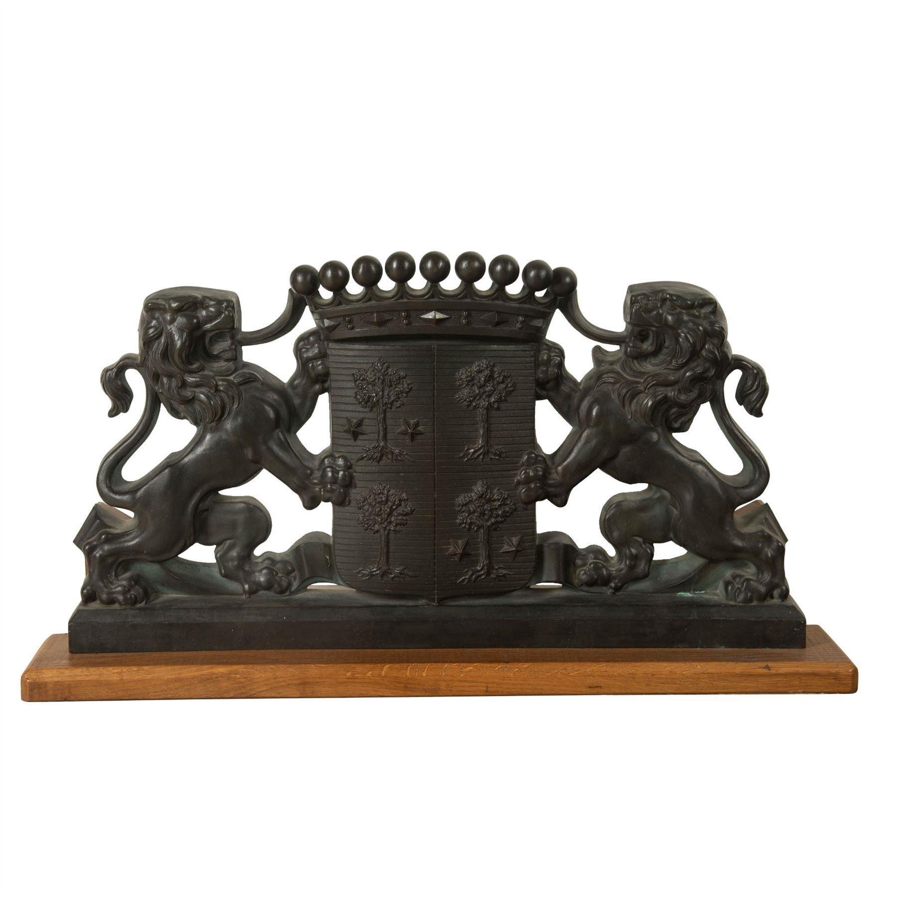 Cast Rare C19th Bronze Coat Of Arms For Sale