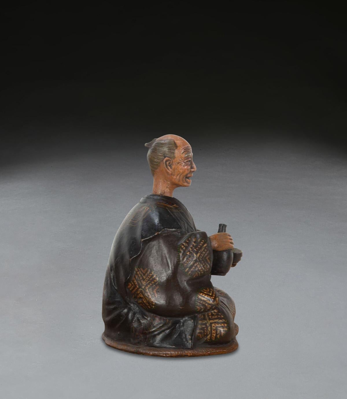 English Rare C19th Pottery Nodding Figure For Sale