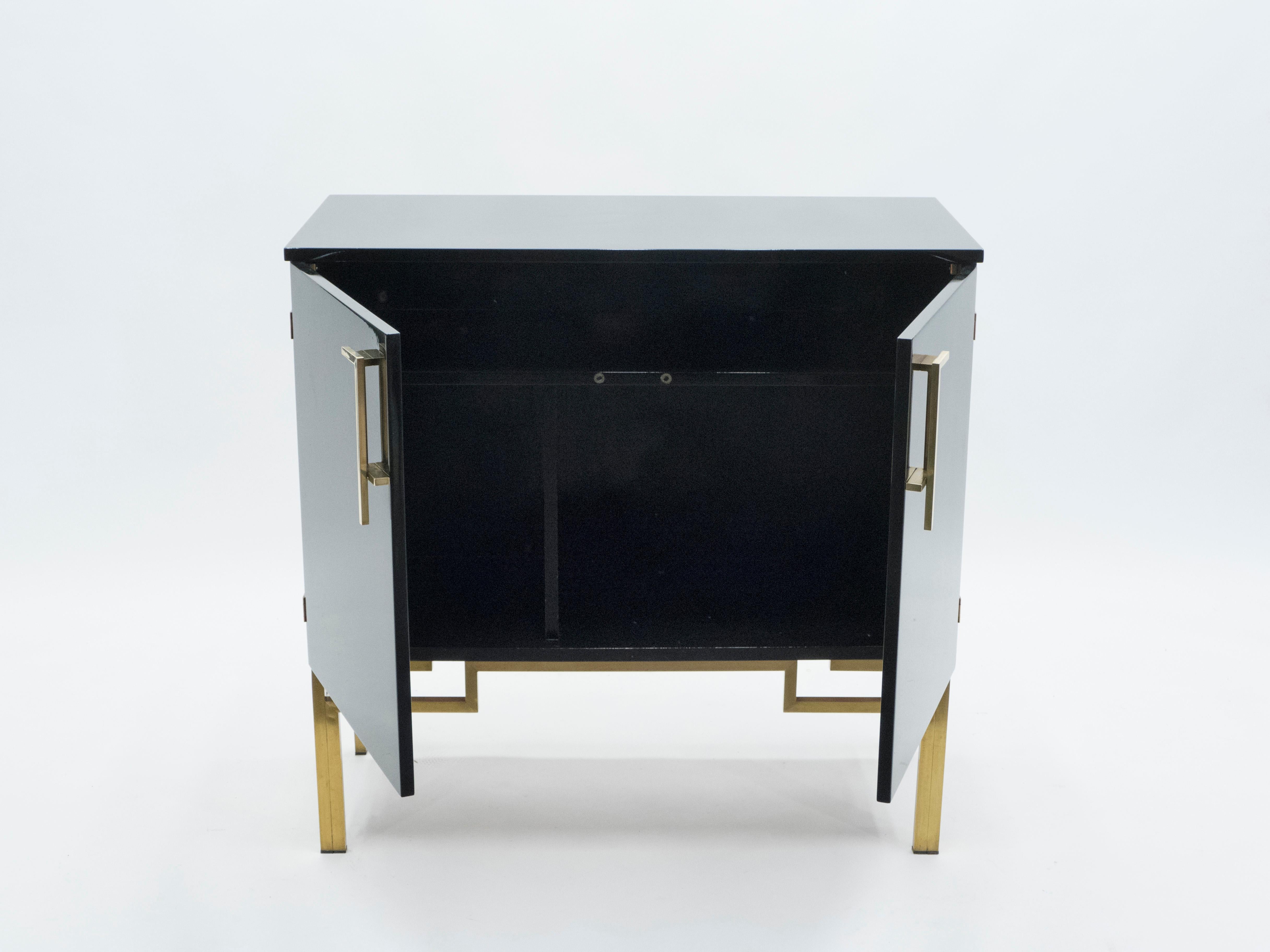 Rare Cabinet Bar Guy Lefevre for Maison Jansen Brass Lacquered, 1970s 4