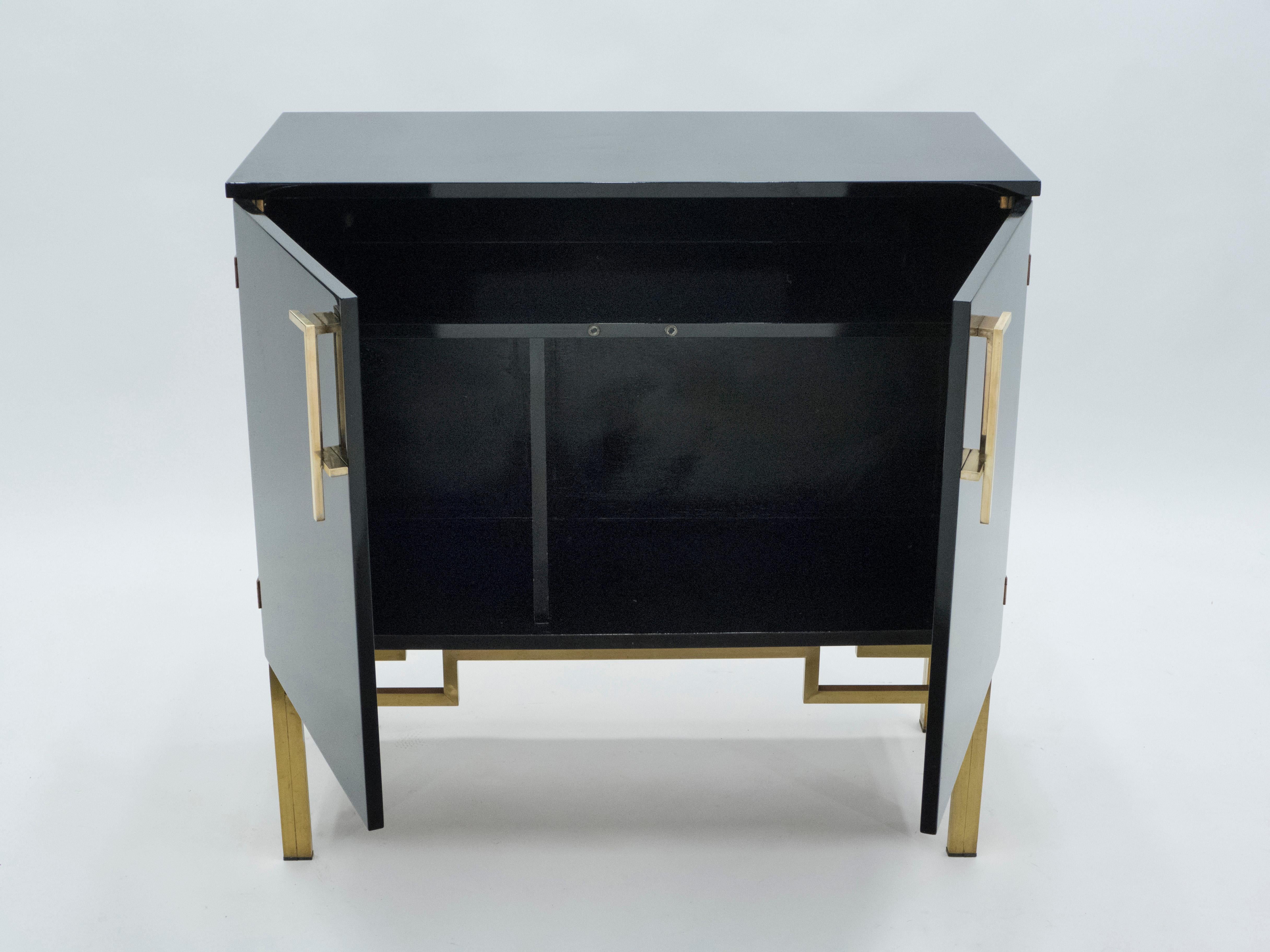 Rare Cabinet Bar Guy Lefevre for Maison Jansen Brass Lacquered, 1970s 5
