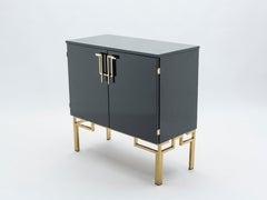 Raro mueble bar Guy Lefevre para Maison Jansen Latón lacado, años 70