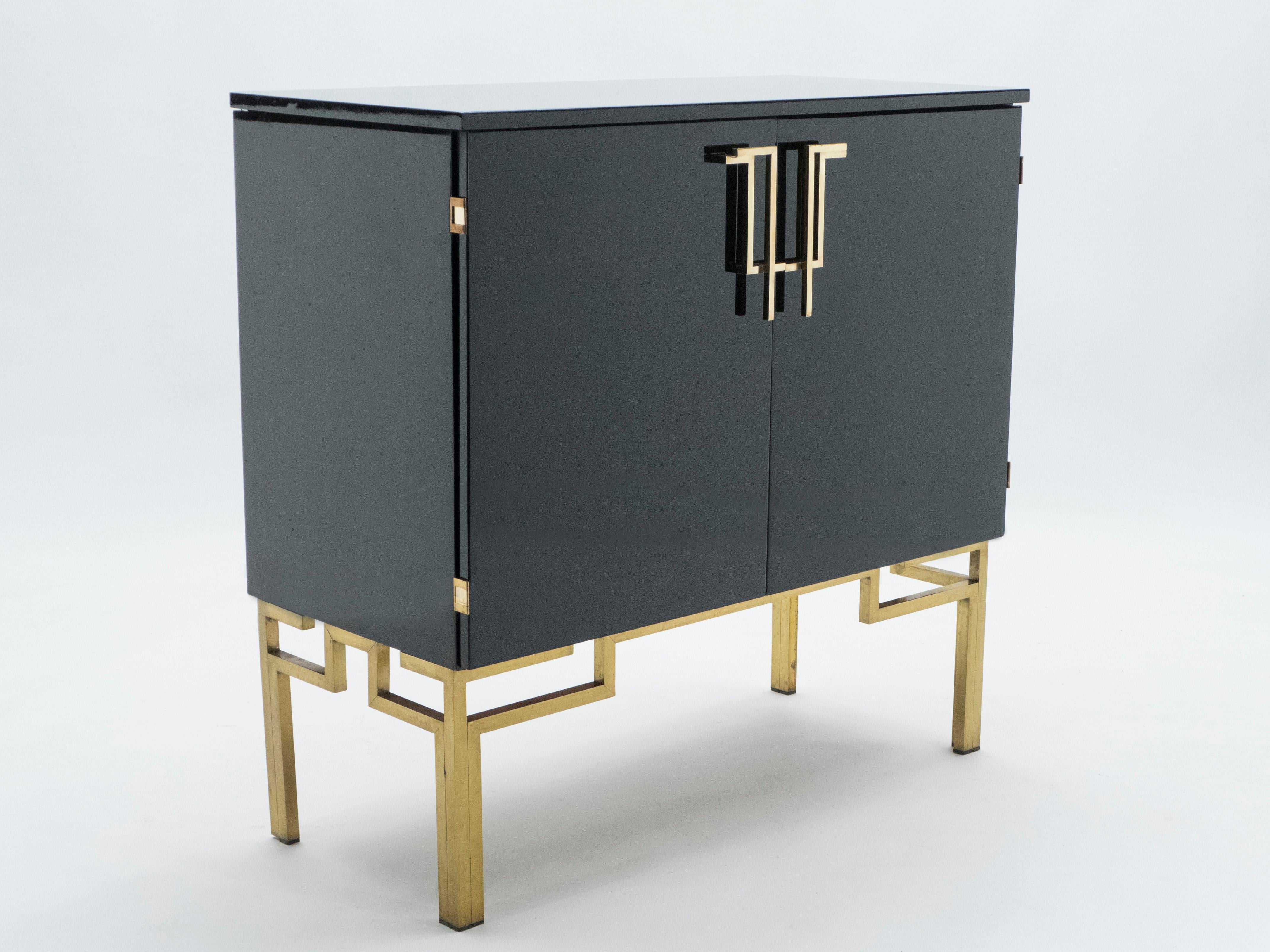 Mid-Century Modern Rare Cabinet Bar Guy Lefevre for Maison Jansen Brass Lacquered, 1970s