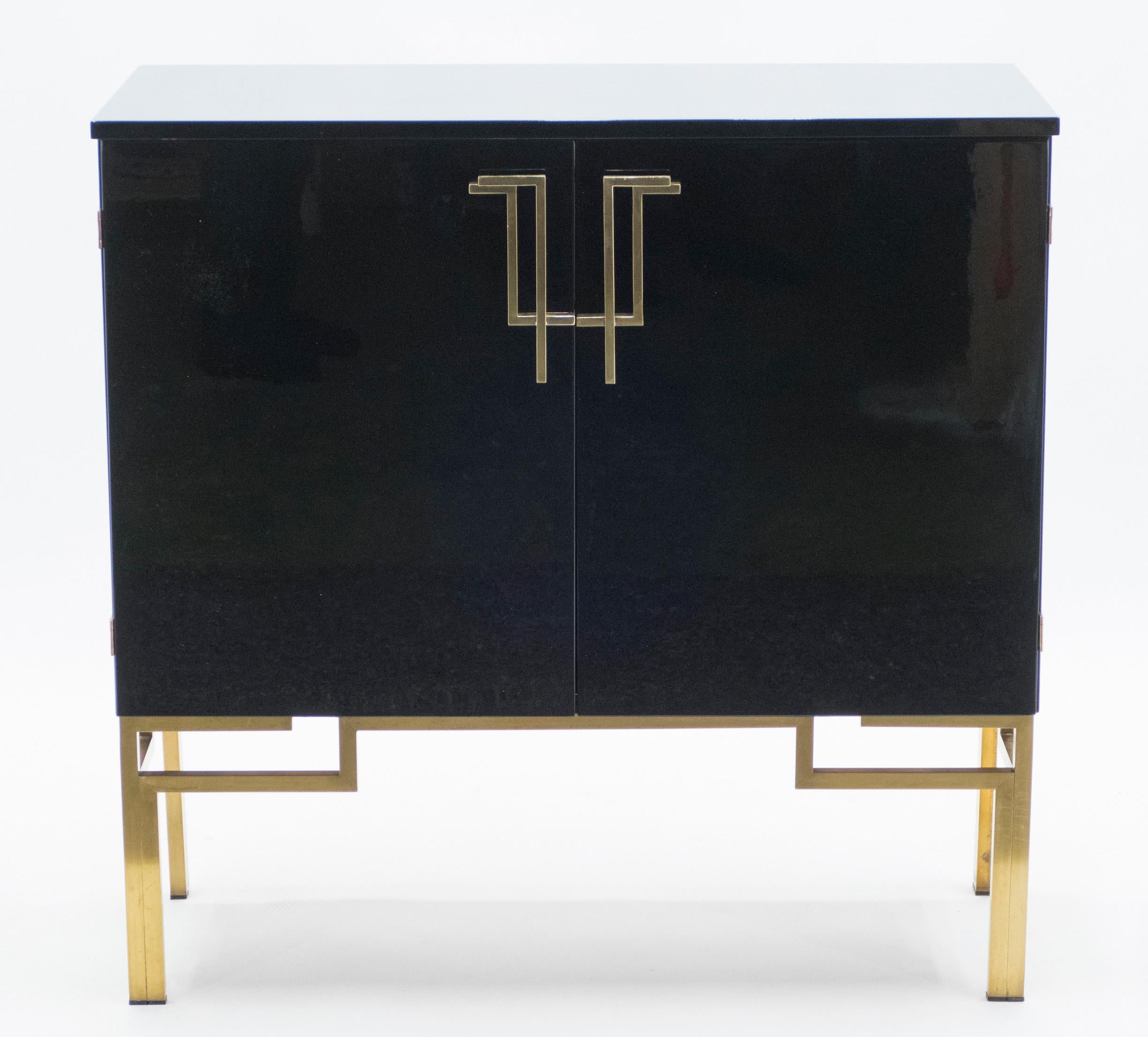 French Rare Cabinet Bar Guy Lefevre for Maison Jansen Brass Lacquered, 1970s