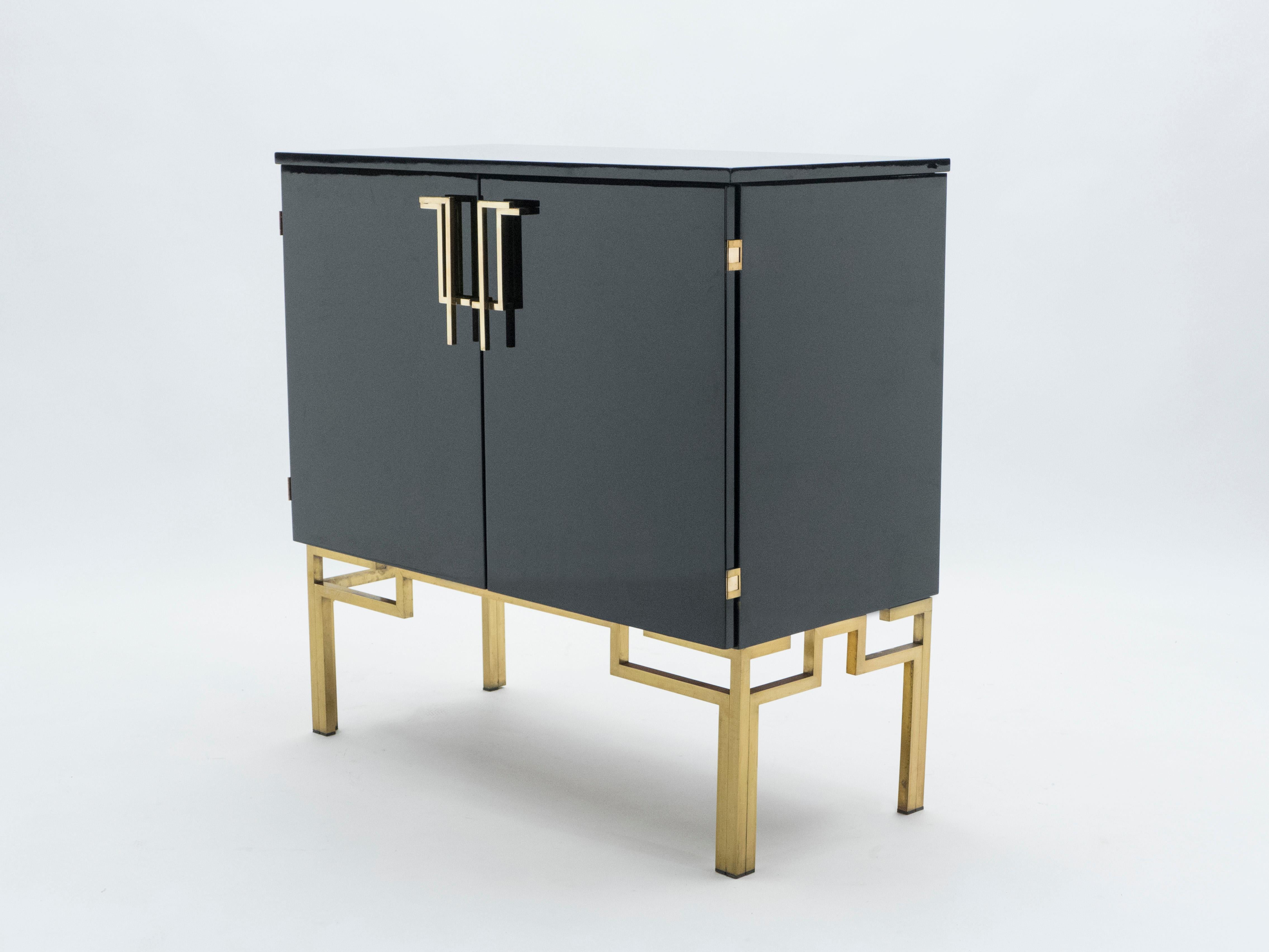 Rare Cabinet Bar Guy Lefevre for Maison Jansen Brass Lacquered, 1970s 1