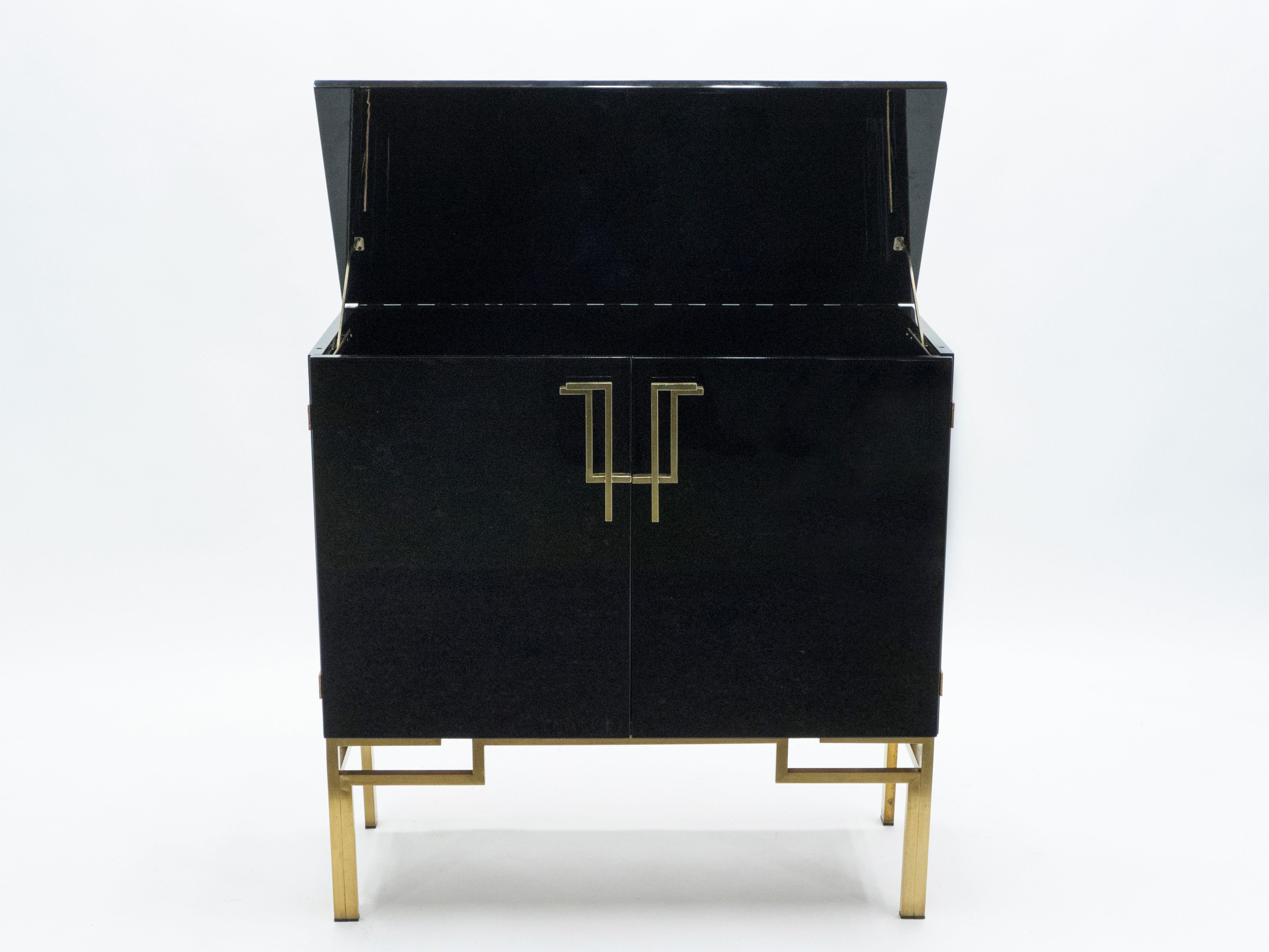 Rare Cabinet Bar Guy Lefevre for Maison Jansen Brass Lacquered, 1970s 2