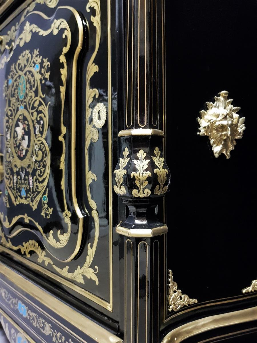 Blackened Rare Cabinet Boulle Napoleon III by Susse Freres, France 19th Century