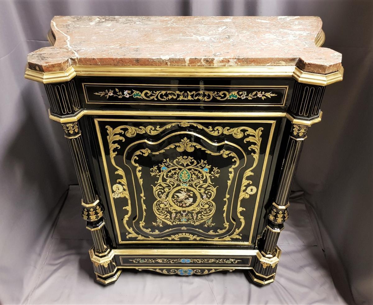 Marble Rare Cabinet Boulle Napoleon III by Susse Freres, France 19th Century