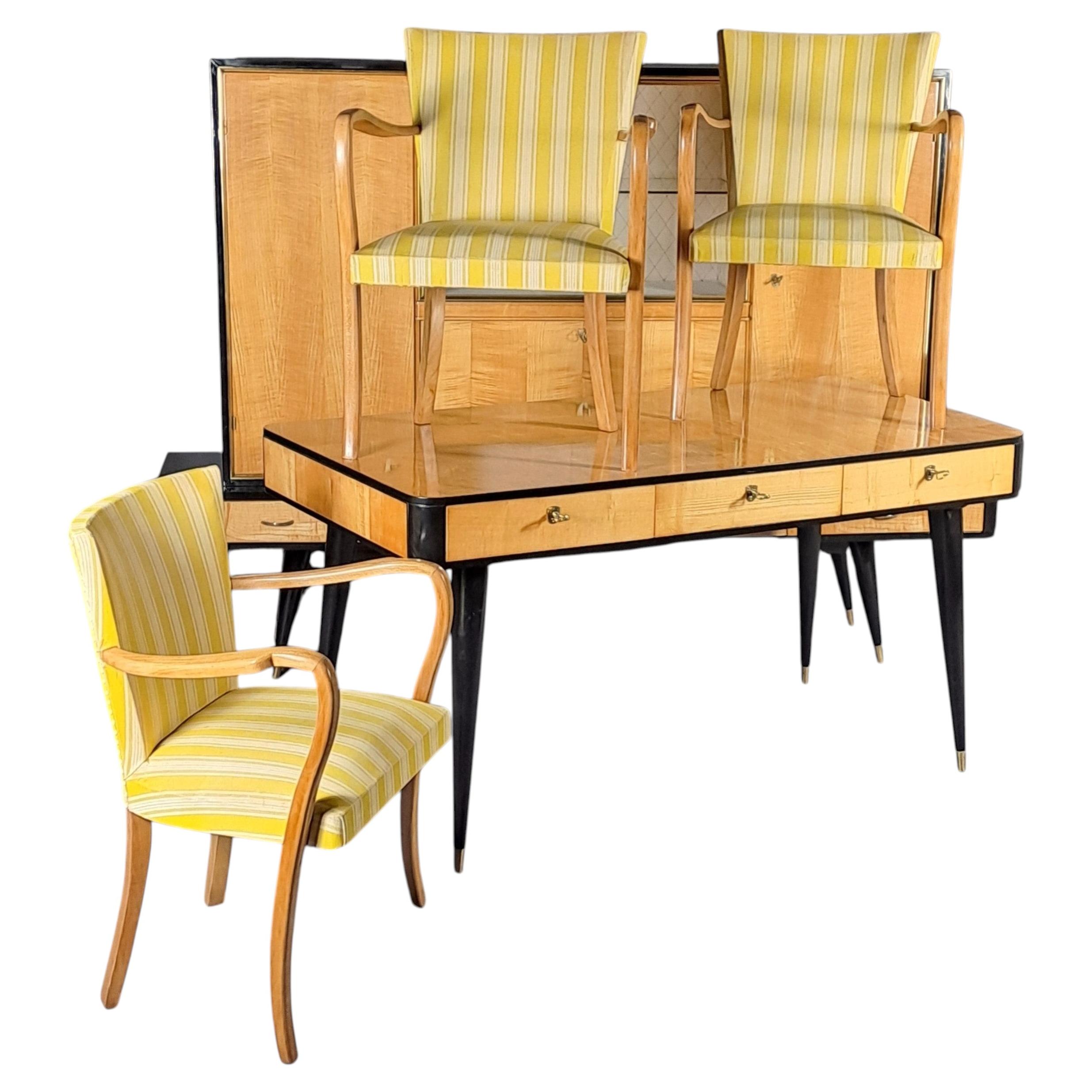 Seltenes Schrankset - Bücherregal, Schreibtisch, Sessel - 50er Jahre Design im Angebot