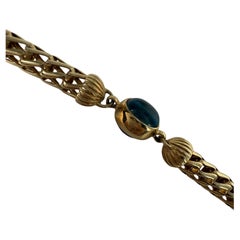 Rare bracelet de style Art déco en or 14 carats avec topaze et améthyste cabochon