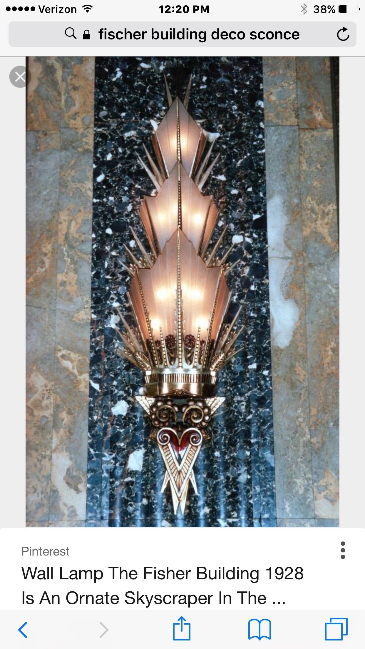 Early 20th Century Rare “CALDWELL”  monumental, historical deco sconces from the Fisher buildings For Sale