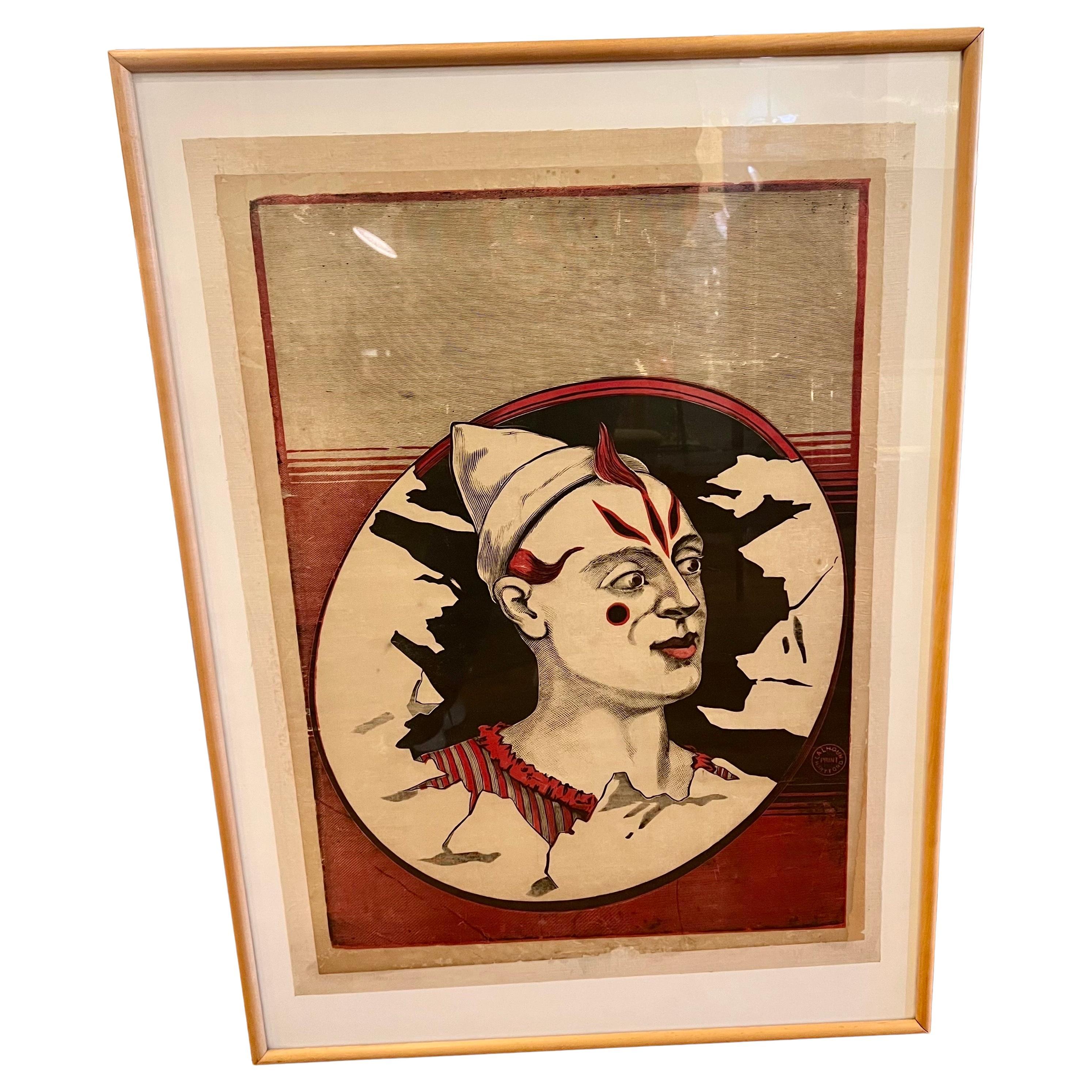 Art Nouveau Rara stampa Calhoun Poster Hartford Circus in Townes con cornice del 1900 in vendita