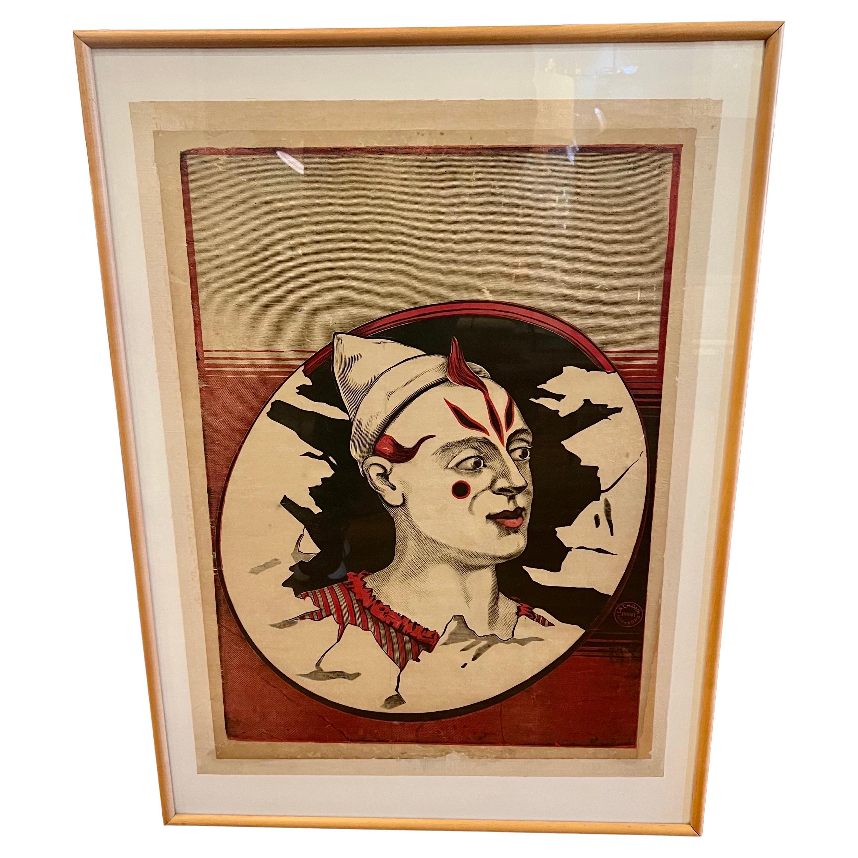 Rare Calhoun Print Poster Hartford Circus in Town Framed 1900's