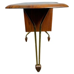 Rare California Modernist Desk, walnut & brass attrib to Brown Saltman