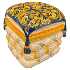 Rare pouf Caltagirone en terre cuite, Sicile, années 1970