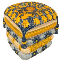 Rare Caltagirone Terracotta Ottoman, Sicily 1970s