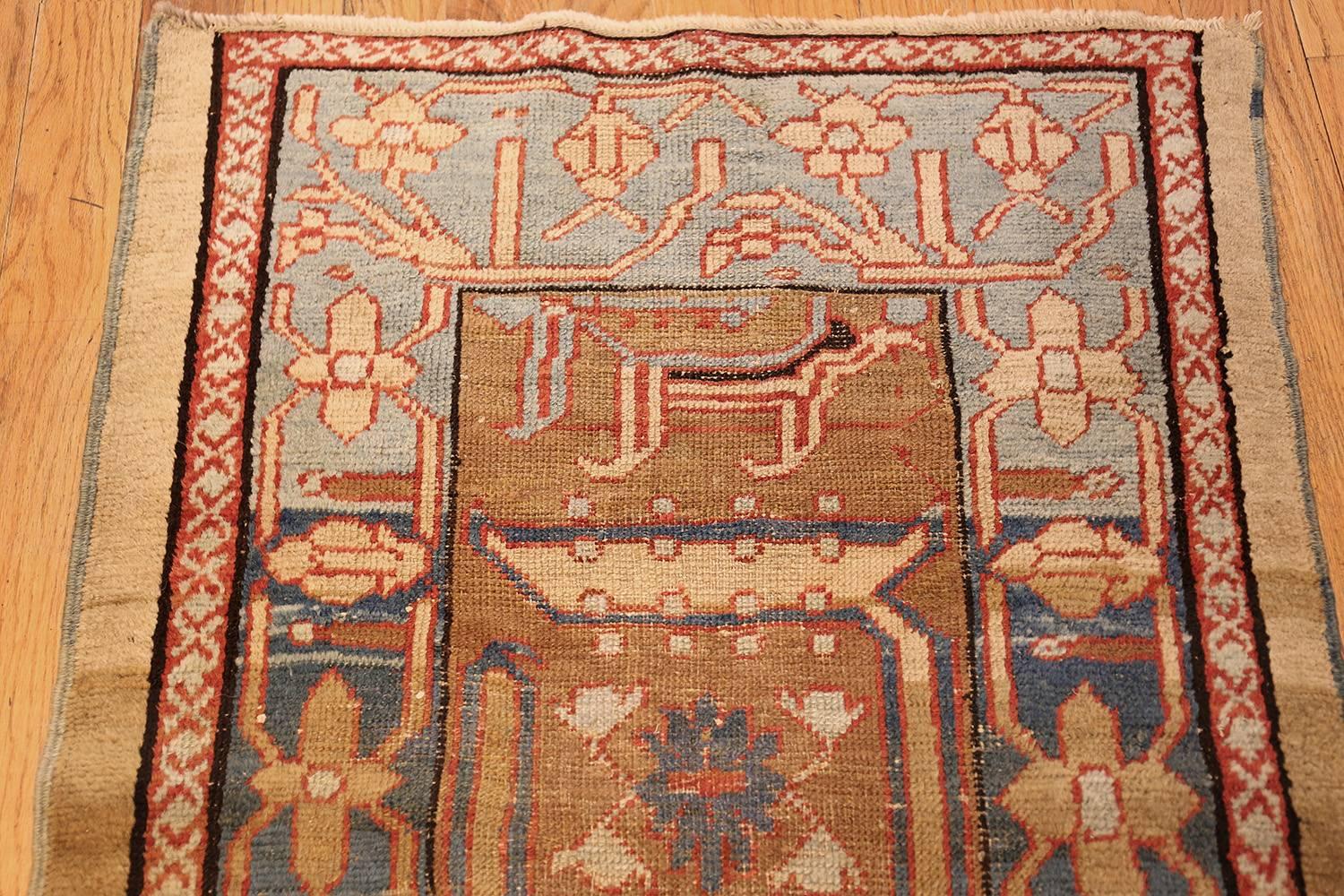 Beautiful Rare Camel Hair Antique Bakshaish Persian Runner, Country of Origin / Rug Type: Persian Rug, Circa Date: 1880 – Size: 2 ft 9 in x 17 ft (0.84 m x 5.18 m).