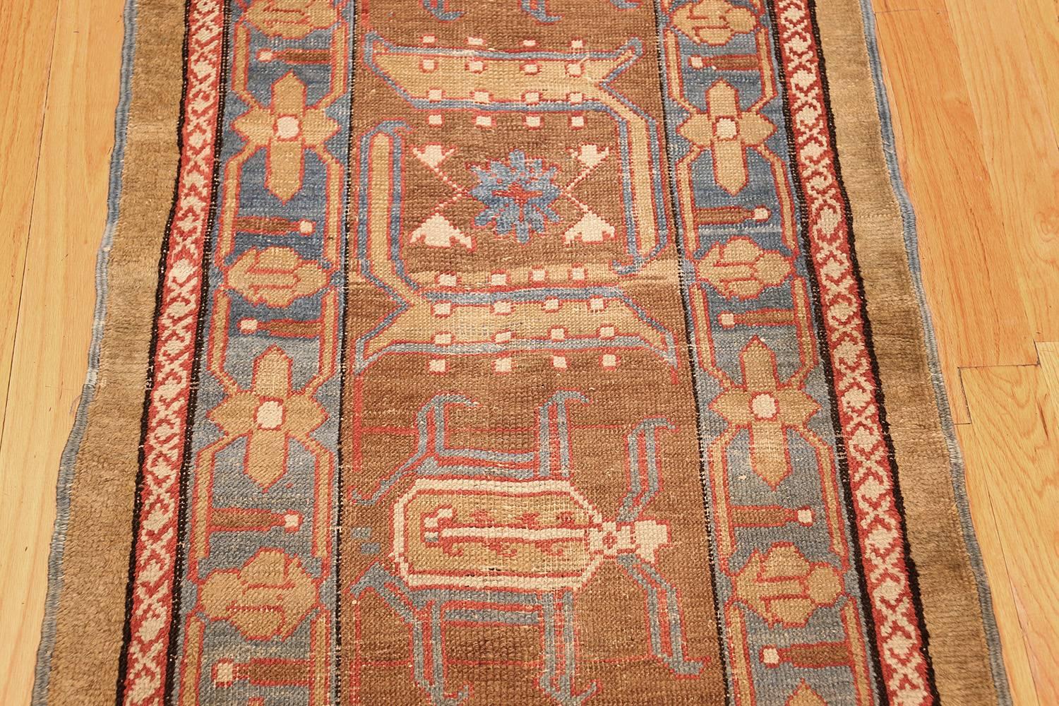Hand-Knotted Rare Camel Hair Antique Bakshaish Persian Runner. Size: 2 ft 9 in x 17 ft 