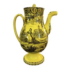 Rare Canary Yellow Creil Coffee Pot, 1815-1820